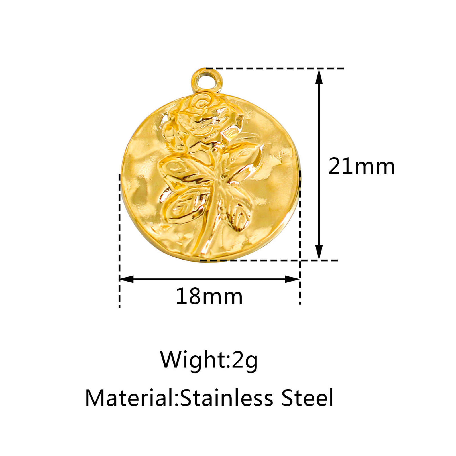 Immagine di 304 Acciaio Inossidabile Colata Charms Tondo Multicolore Rosa 1 Pz