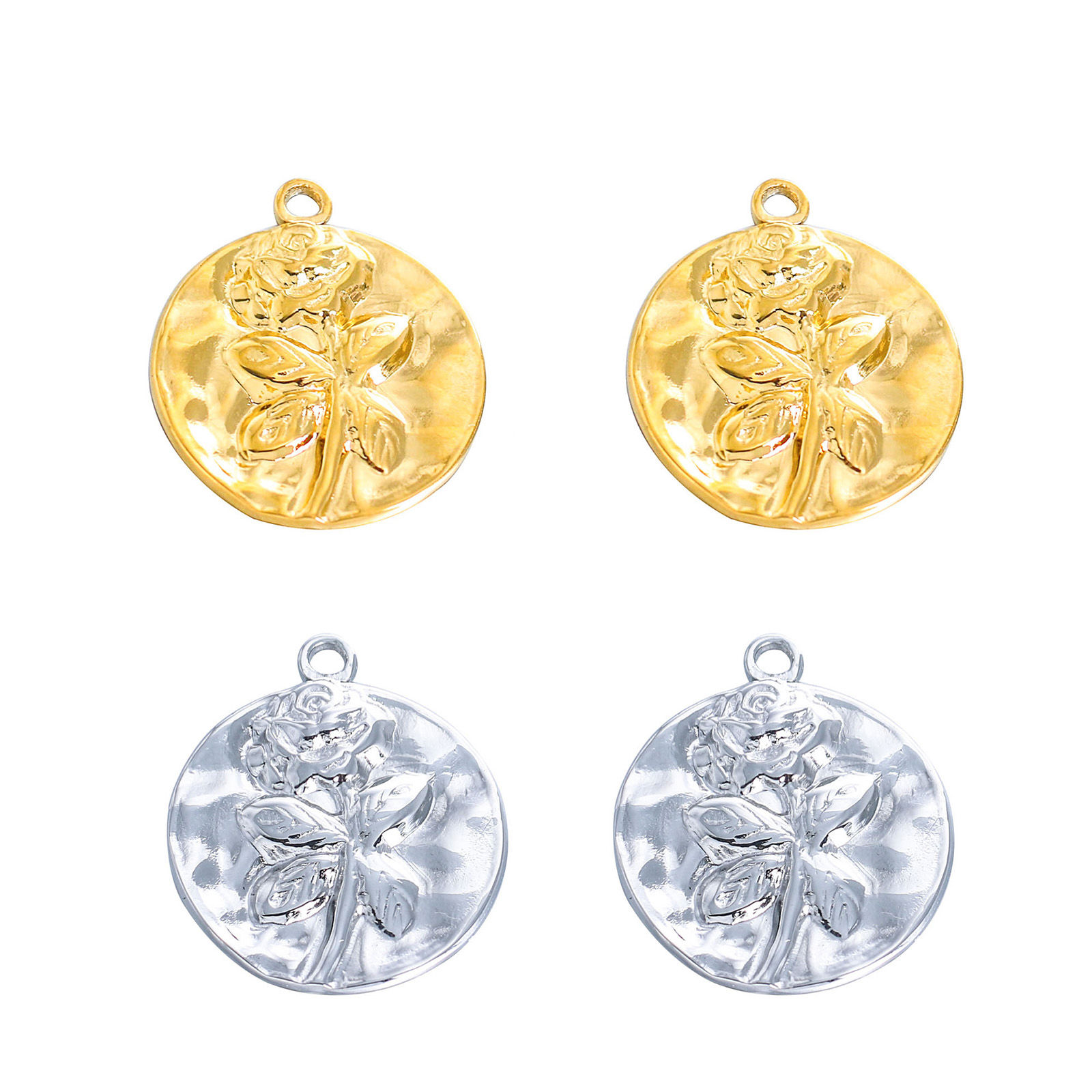 Immagine di 304 Acciaio Inossidabile Colata Charms Tondo Multicolore Rosa 1 Pz