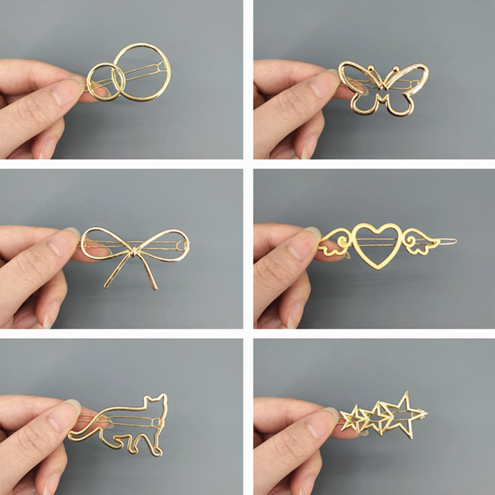 Picture of Simple Hair Clips Gold Plated Geometric Hollow