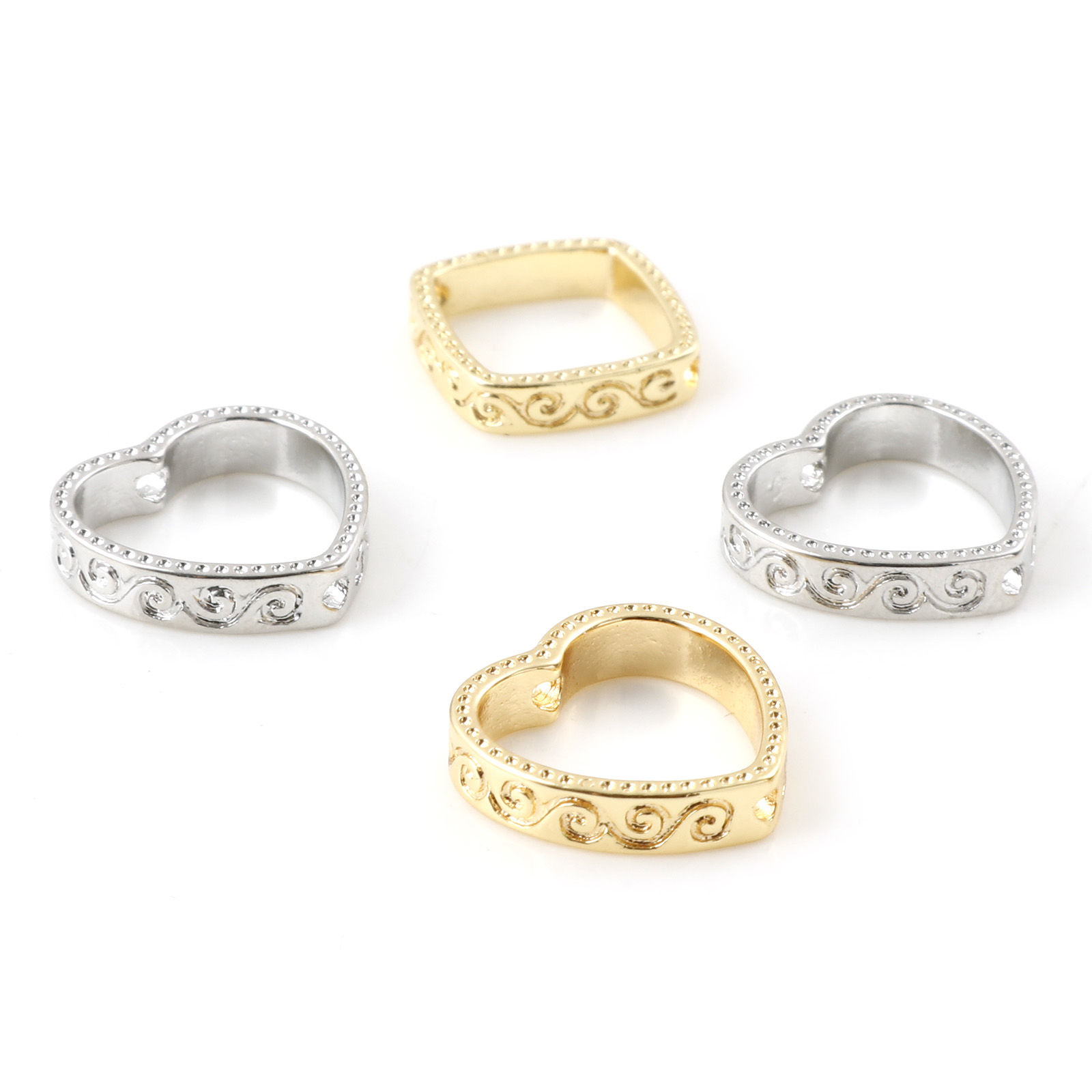 Imagen de Latón Marcos de Cuentas Oro Real Chapado (Apta la Cuenta: 8mm) 12mm x 12mm, 5 Unidades