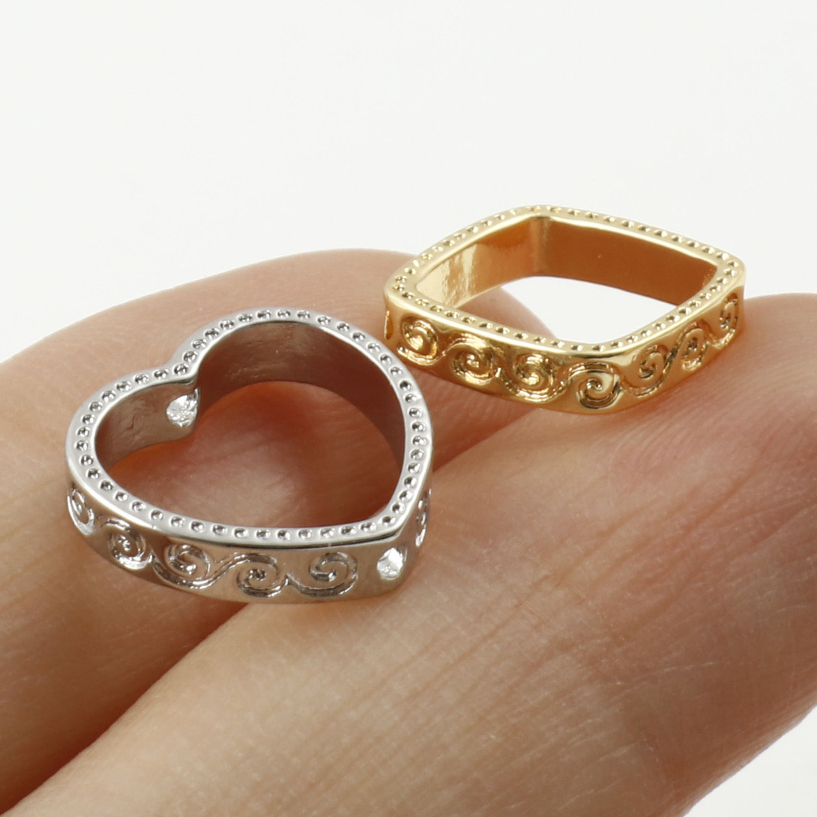 Imagen de Latón Marcos de Cuentas Oro Real Chapado (Apta la Cuenta: 8mm) 12mm x 12mm, 5 Unidades