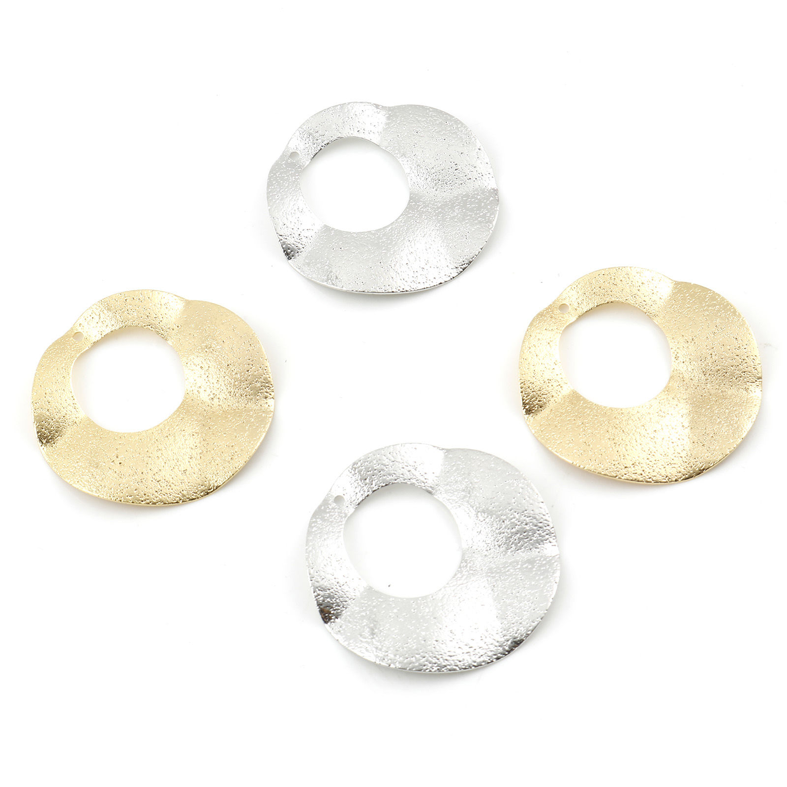 Immagine di Ottone Charms Tondo Vero Oro Placcato Polvere di Stelle 3.3cm x 3.3cm, 3 Pz