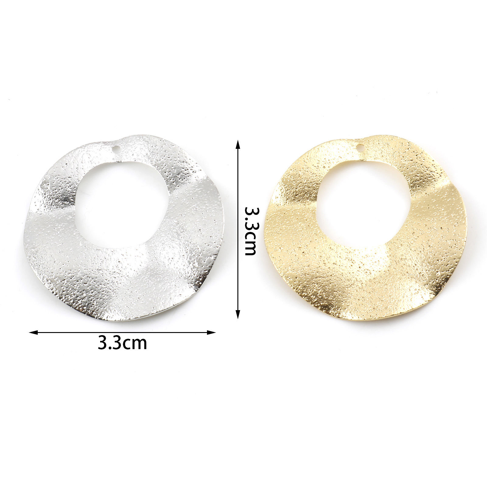 Immagine di Ottone Charms Tondo Vero Oro Placcato Polvere di Stelle 3.3cm x 3.3cm, 3 Pz