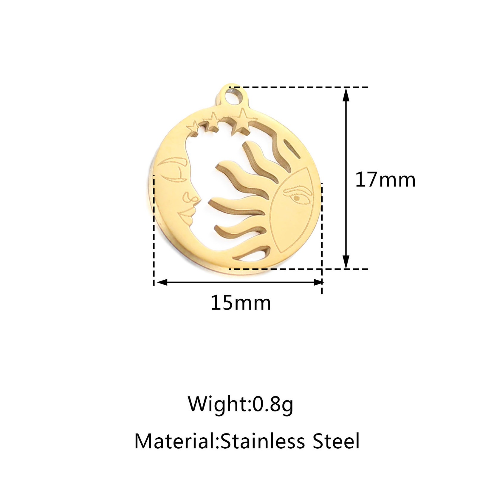 Picture of 304 Stainless Steel Galaxy Charms Multicolor Sun Moon