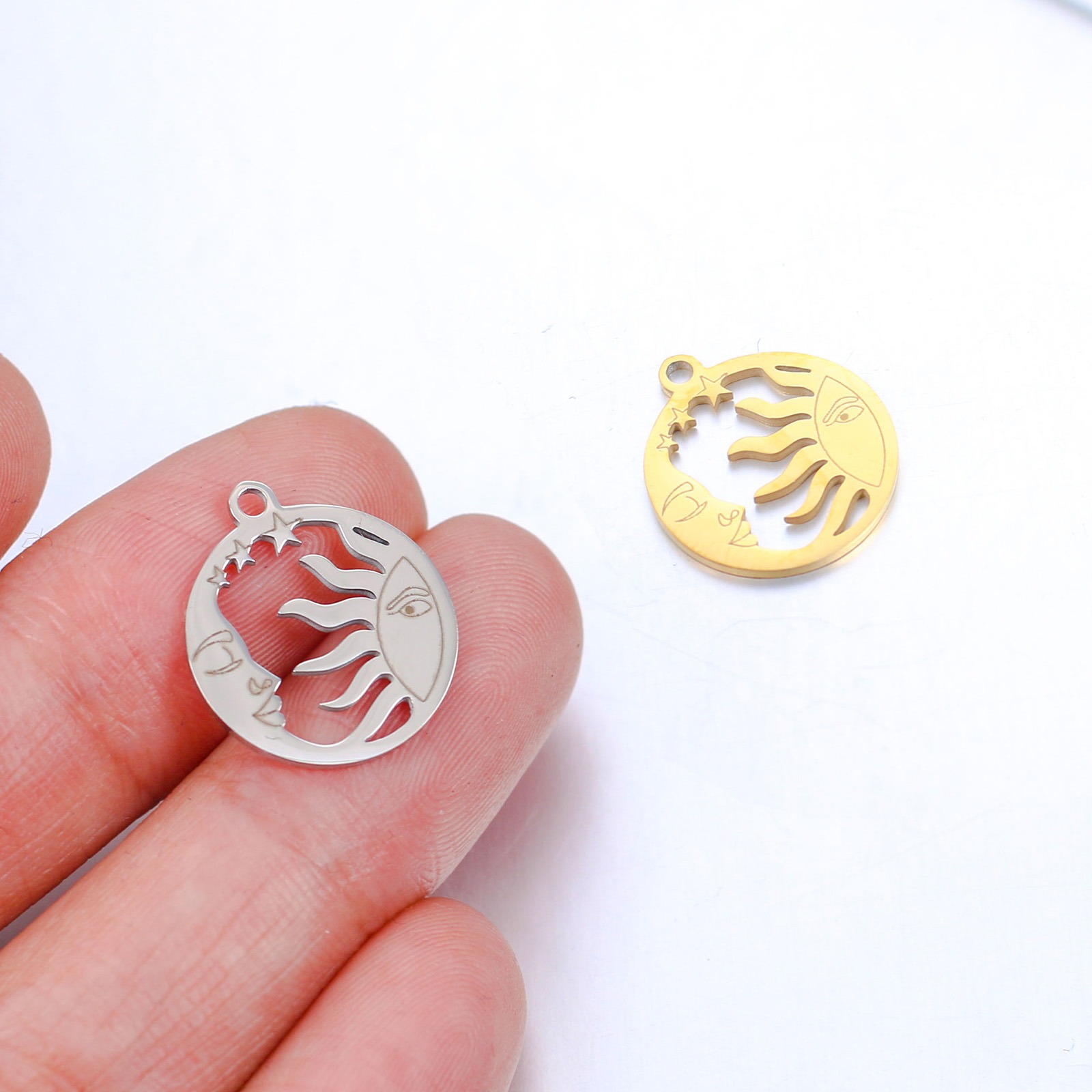 Picture of 304 Stainless Steel Galaxy Charms Multicolor Sun Moon