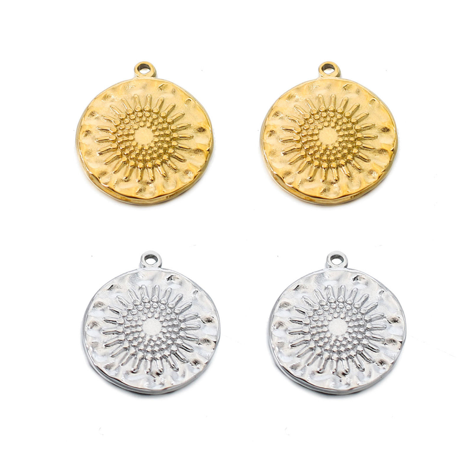 Imagen de 304 Acero Inoxidable Fundición Colgantes Charms Ronda Multicolor Girasol 1 Unidad