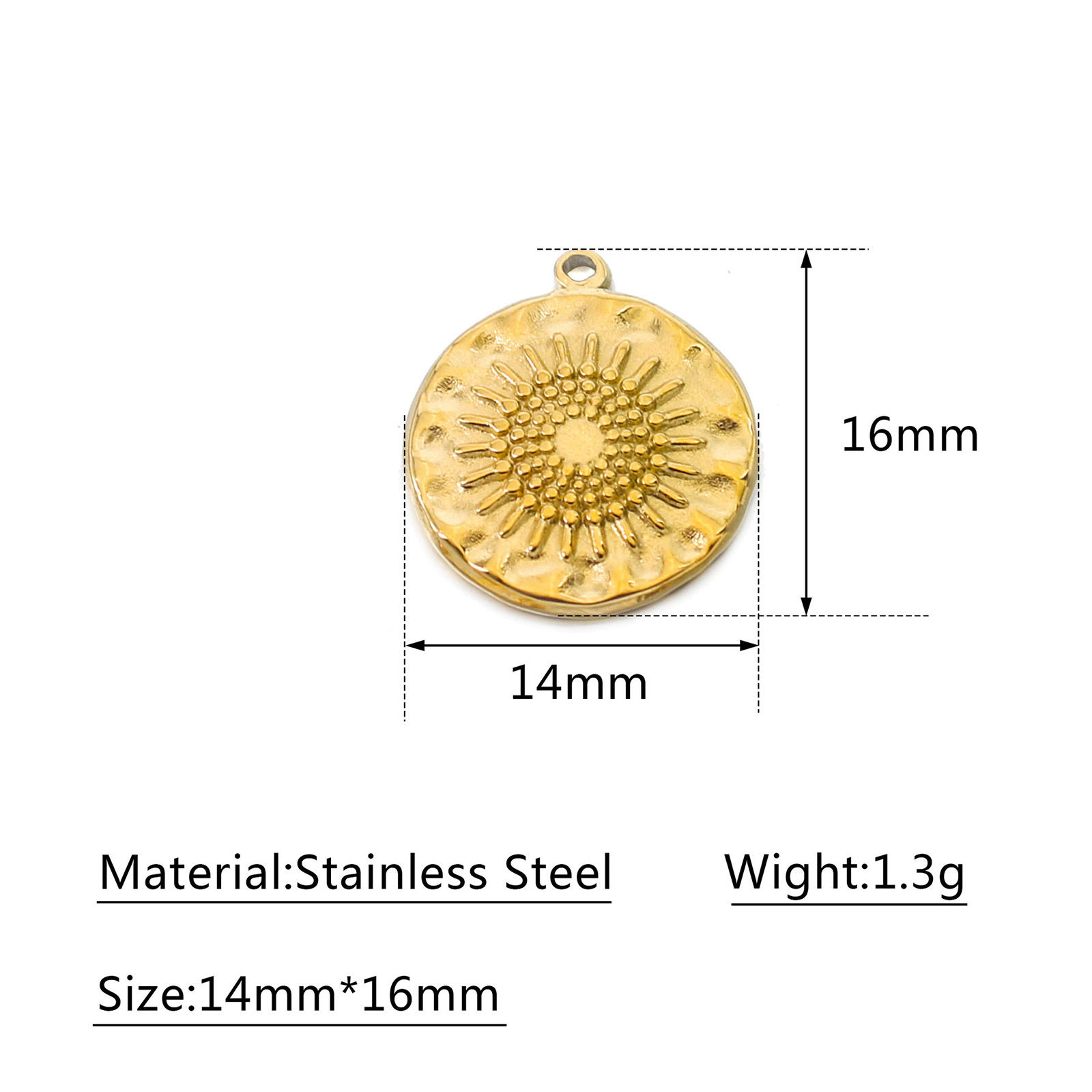 Imagen de 304 Acero Inoxidable Fundición Colgantes Charms Ronda Multicolor Girasol 1 Unidad