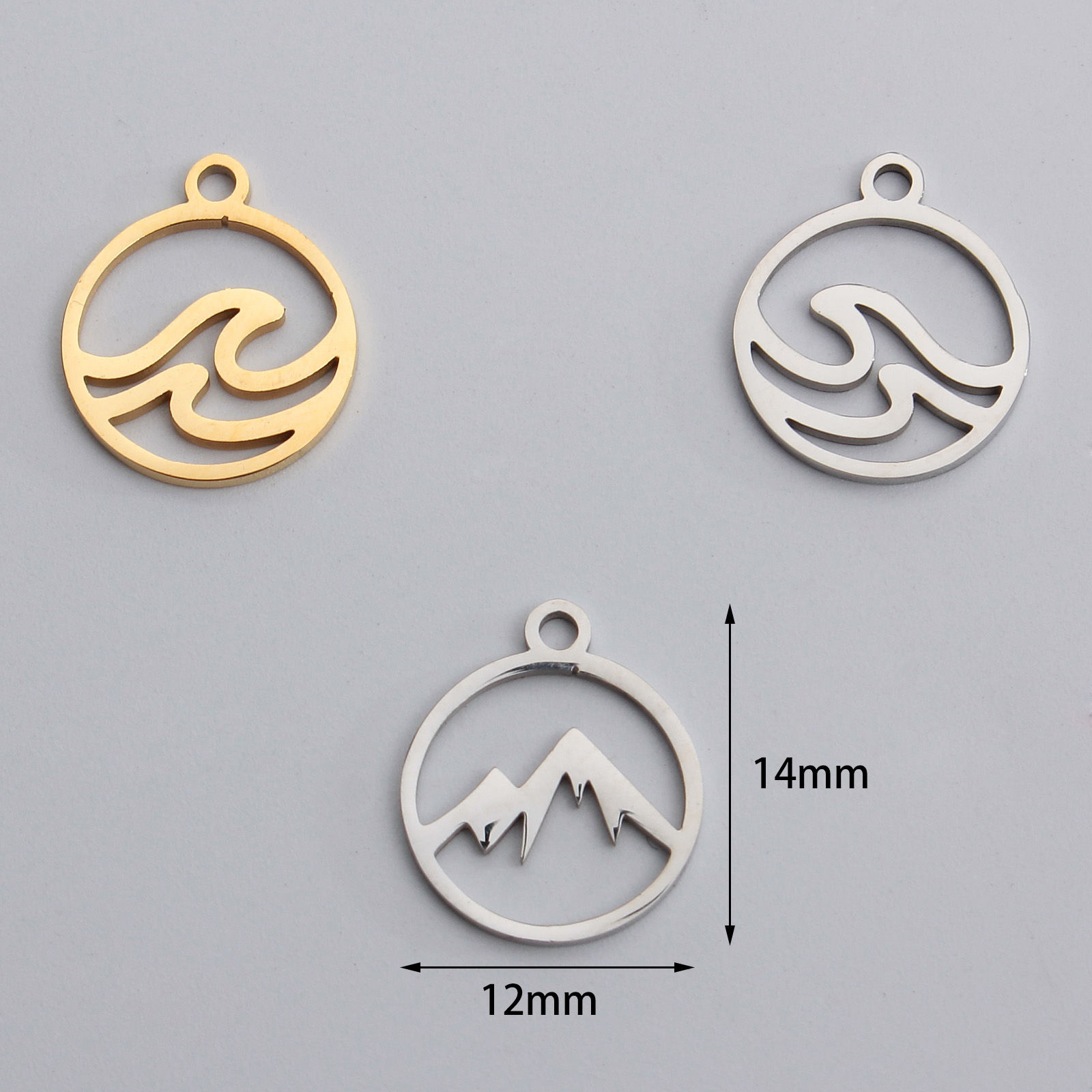 Bild von Edelstahl Charms Rund Bunt Hohl 14mm x 12mm, 2 Stück
