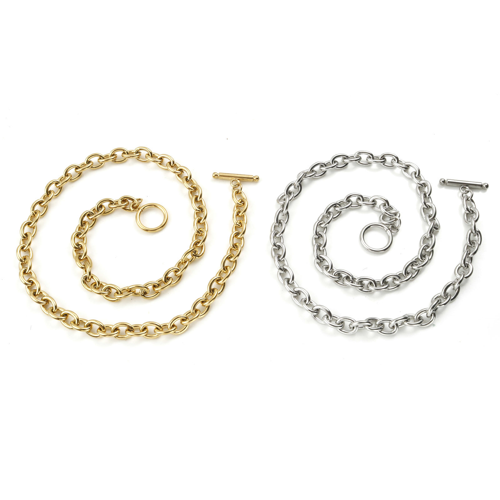 Picture of Wholesale Link Cable Chain Necklace, Multicolor Stainless Steel, Unisex Minimalist Gift Jewelry For Retailer, 44cm(17.3") long, 1 Piece