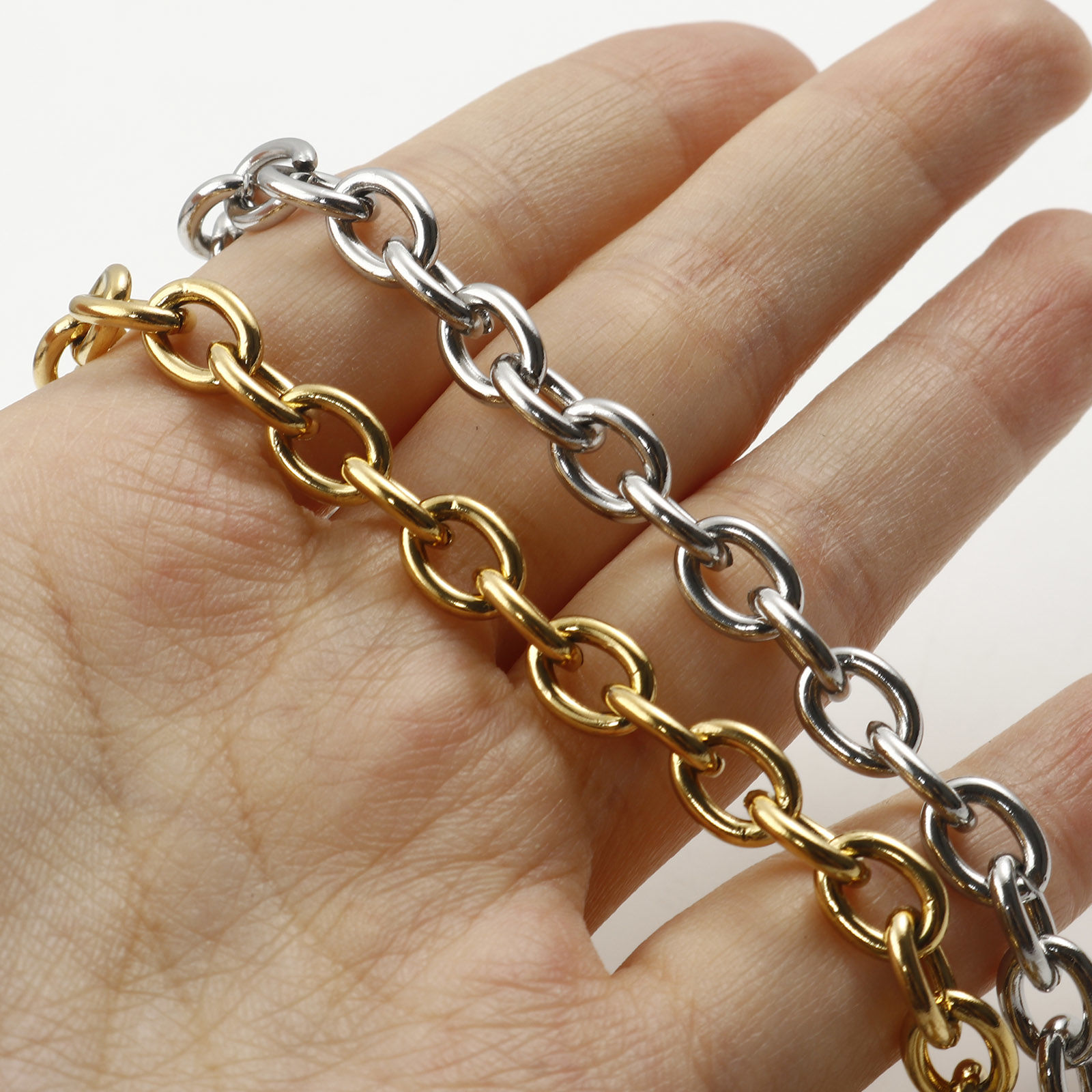 Picture of Wholesale Link Cable Chain Necklace, Multicolor Stainless Steel, Unisex Minimalist Gift Jewelry For Retailer, 44cm(17.3") long, 1 Piece