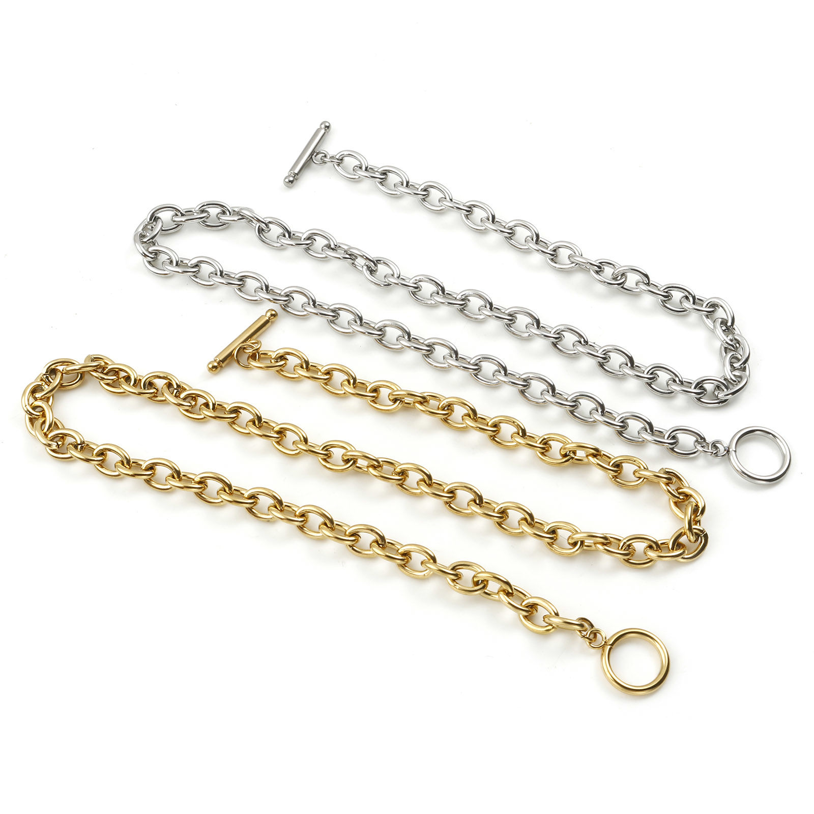 Picture of Wholesale Link Cable Chain Necklace, Multicolor Stainless Steel, Unisex Minimalist Gift Jewelry For Retailer, 44cm(17.3") long, 1 Piece