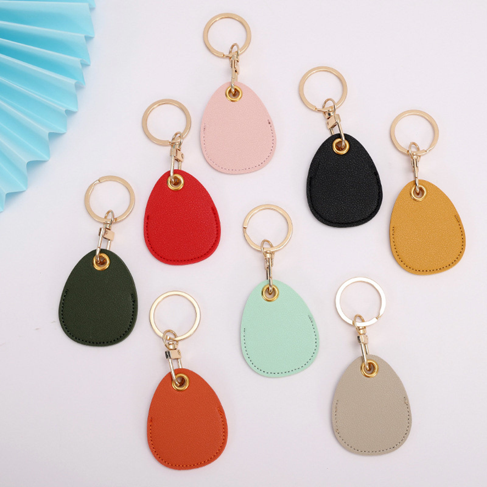 Picture of PU Leather Simple Keychain & Keyring Gold Plated Multicolor Drop