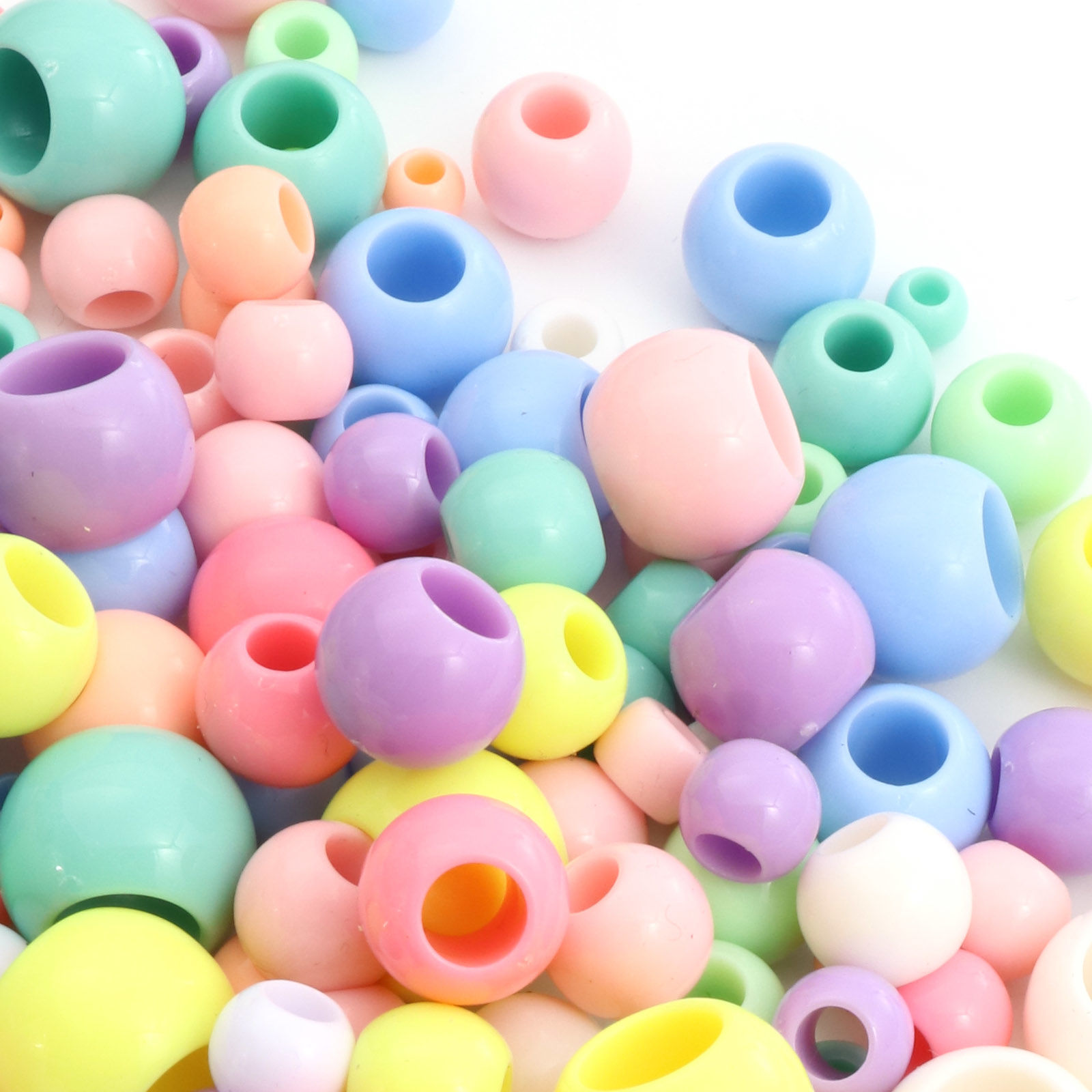 Image de Perles en Acrylique Rond Couleur au Hasard Opaque 1000 Pcs