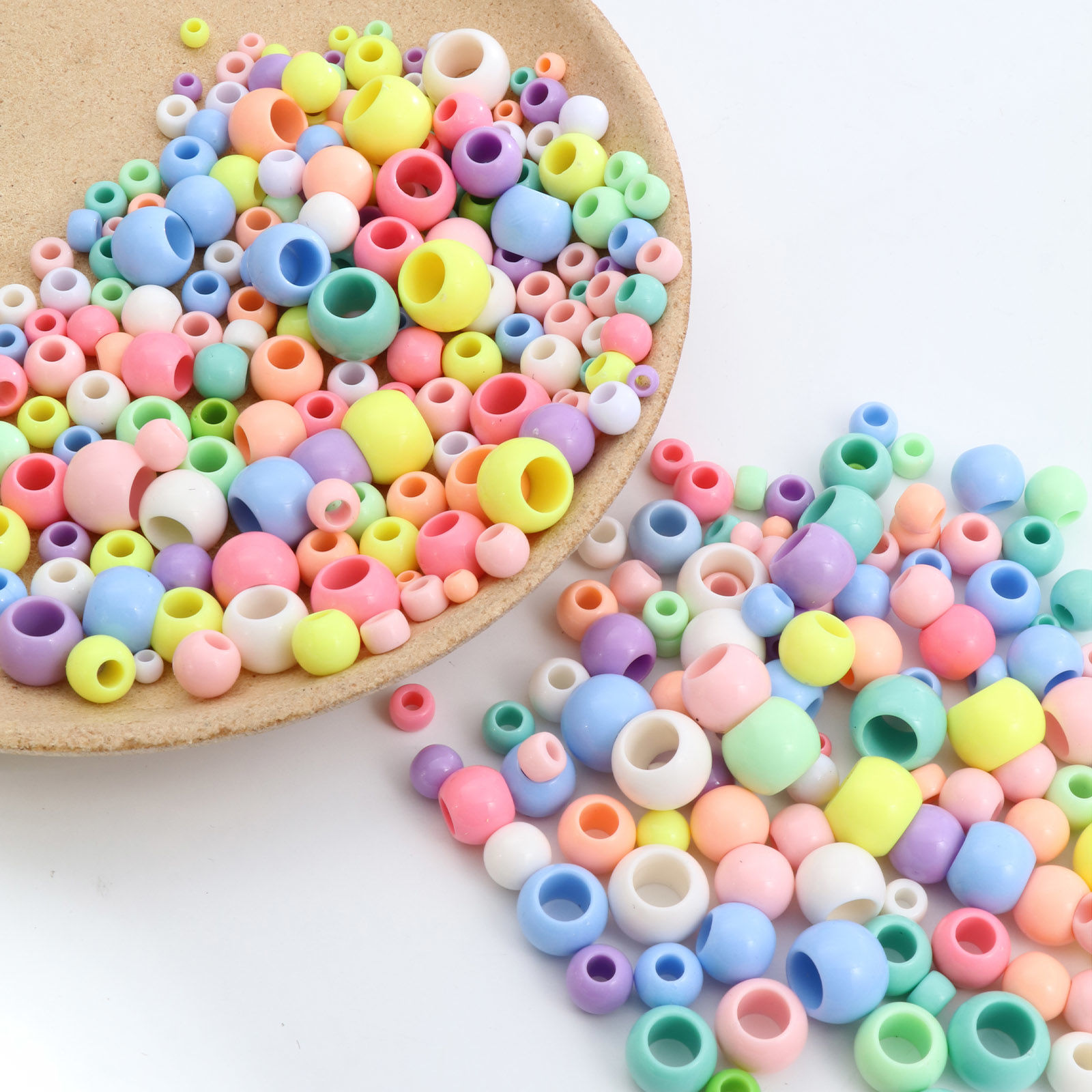 Image de Perles en Acrylique Rond Couleur au Hasard Opaque 1000 Pcs