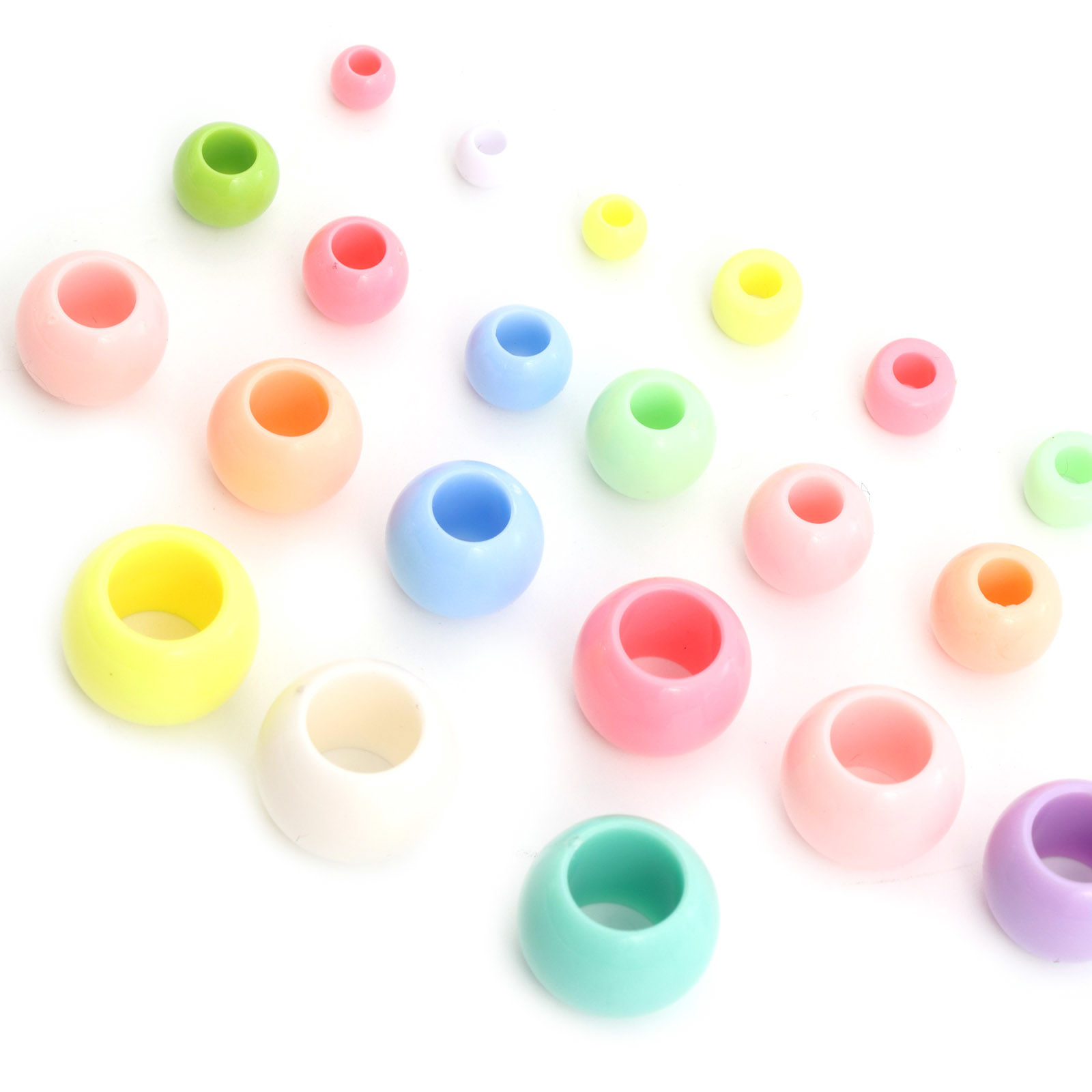 Image de Perles en Acrylique Rond Couleur au Hasard Opaque 1000 Pcs