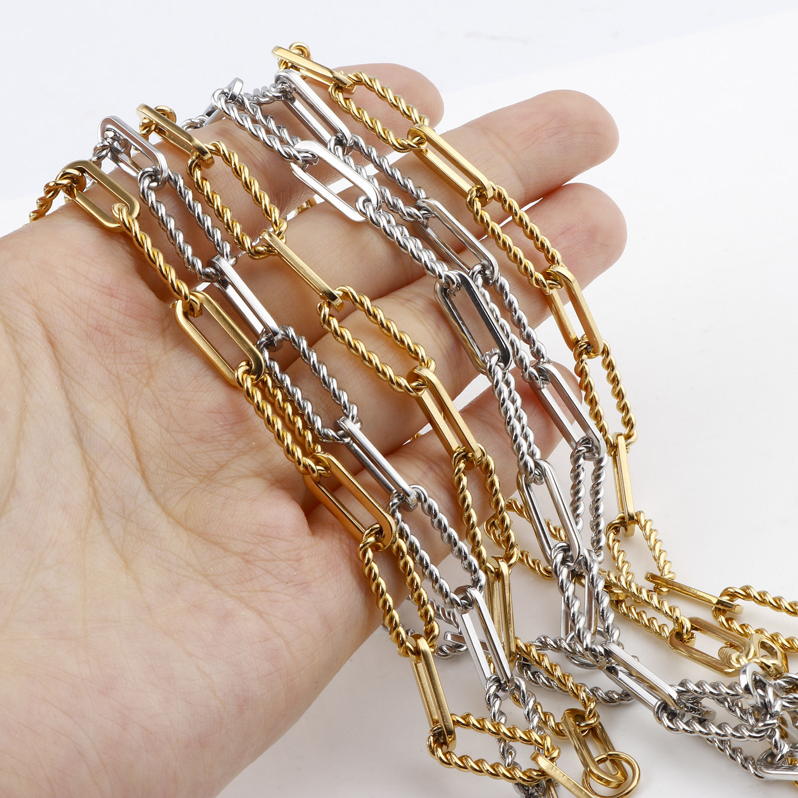 Picture of Wholesale Handmade Link Cable Chain Necklace, Multicolor 304 Stainless Steel, Unisex Stylish Minimalist Gift Jewelry For Retailer