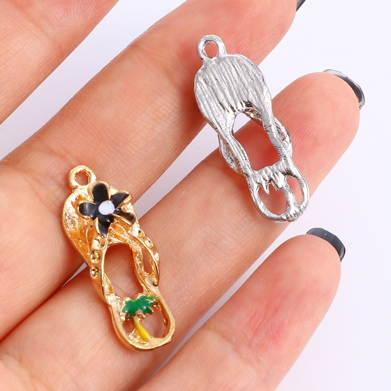 Image de Breloques Vêtements en Alliage de Zinc Pantoufle Tong Multicolore Émail 10 Pcs