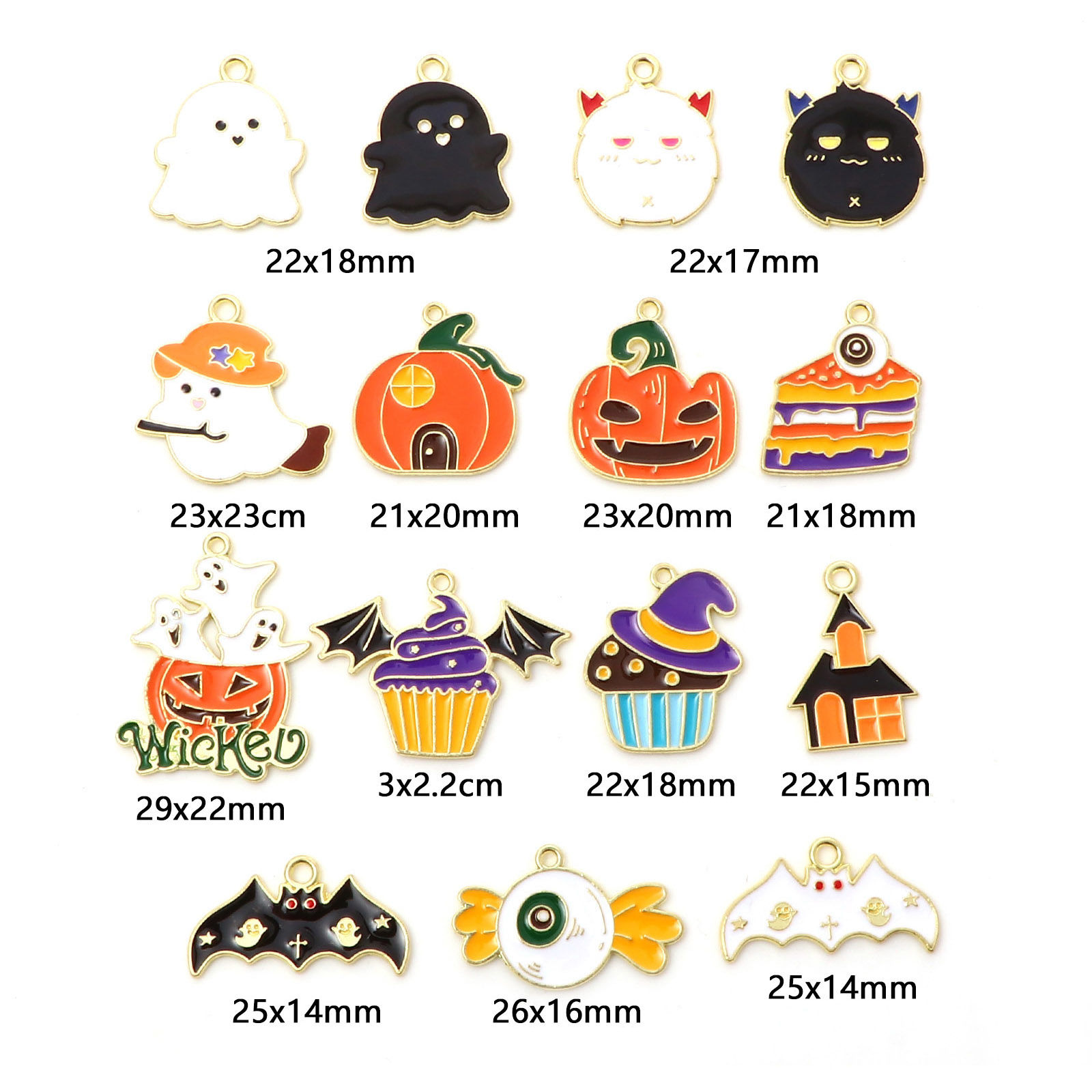 Picture of Zinc Based Alloy Halloween Charms Gold Plated Multicolor Enamel