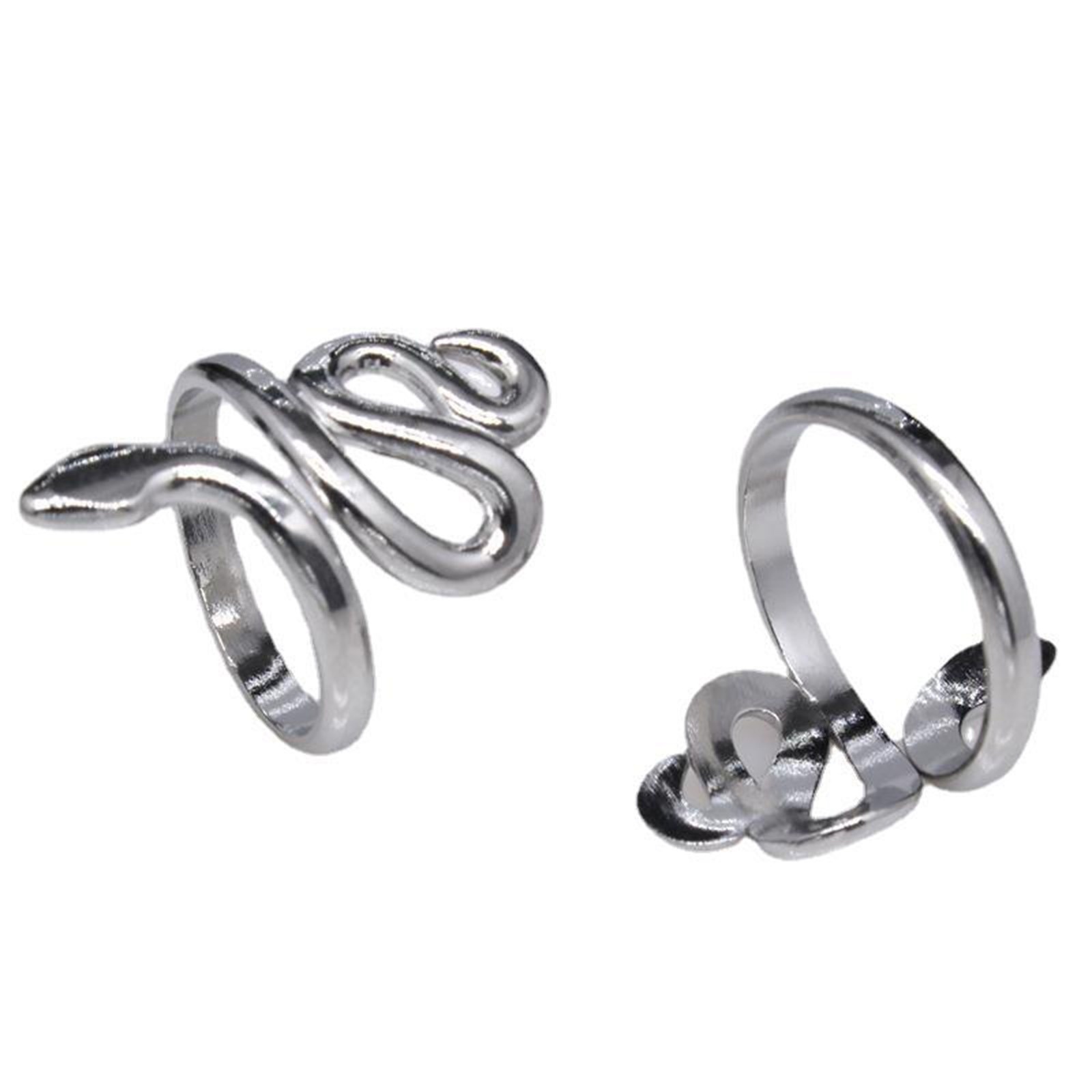 Picture of Stainless Steel Punk Open Adjustable Rings Multicolor Snake Animal