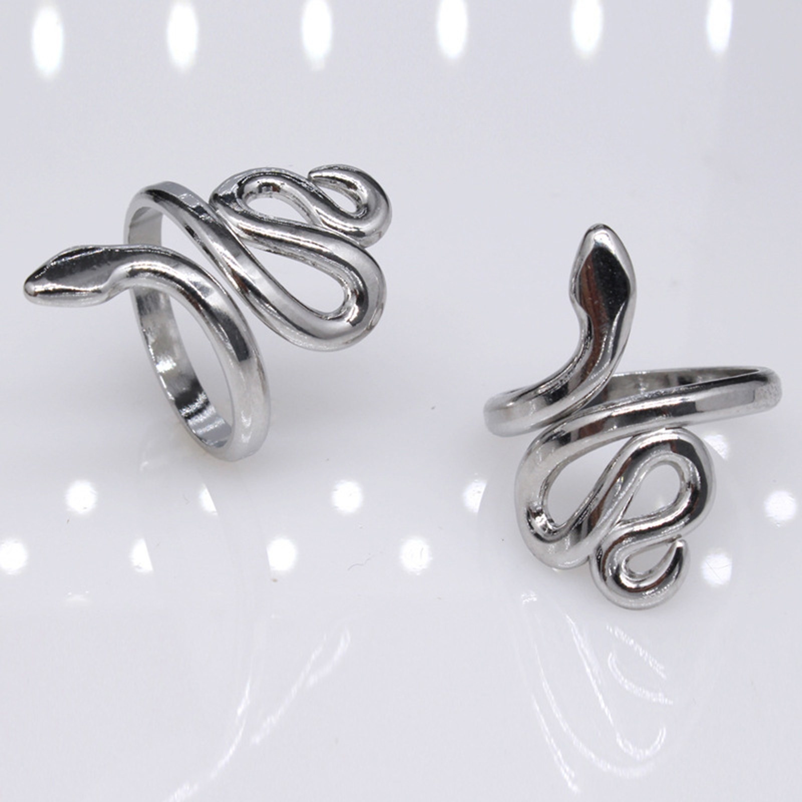 Picture of Stainless Steel Punk Open Adjustable Rings Multicolor Snake Animal
