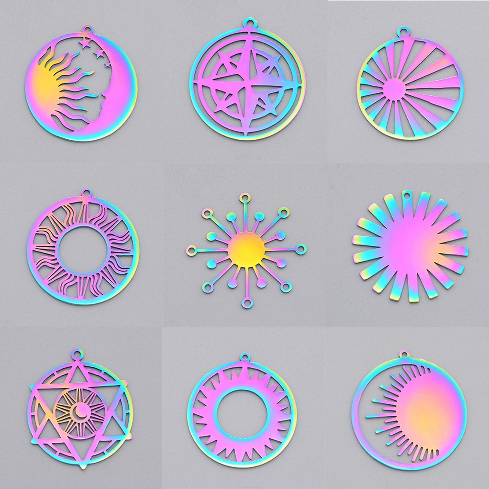 Image de Pendentifs en Acier Inoxydable Galaxie Soleil Multicolore 2 Pcs