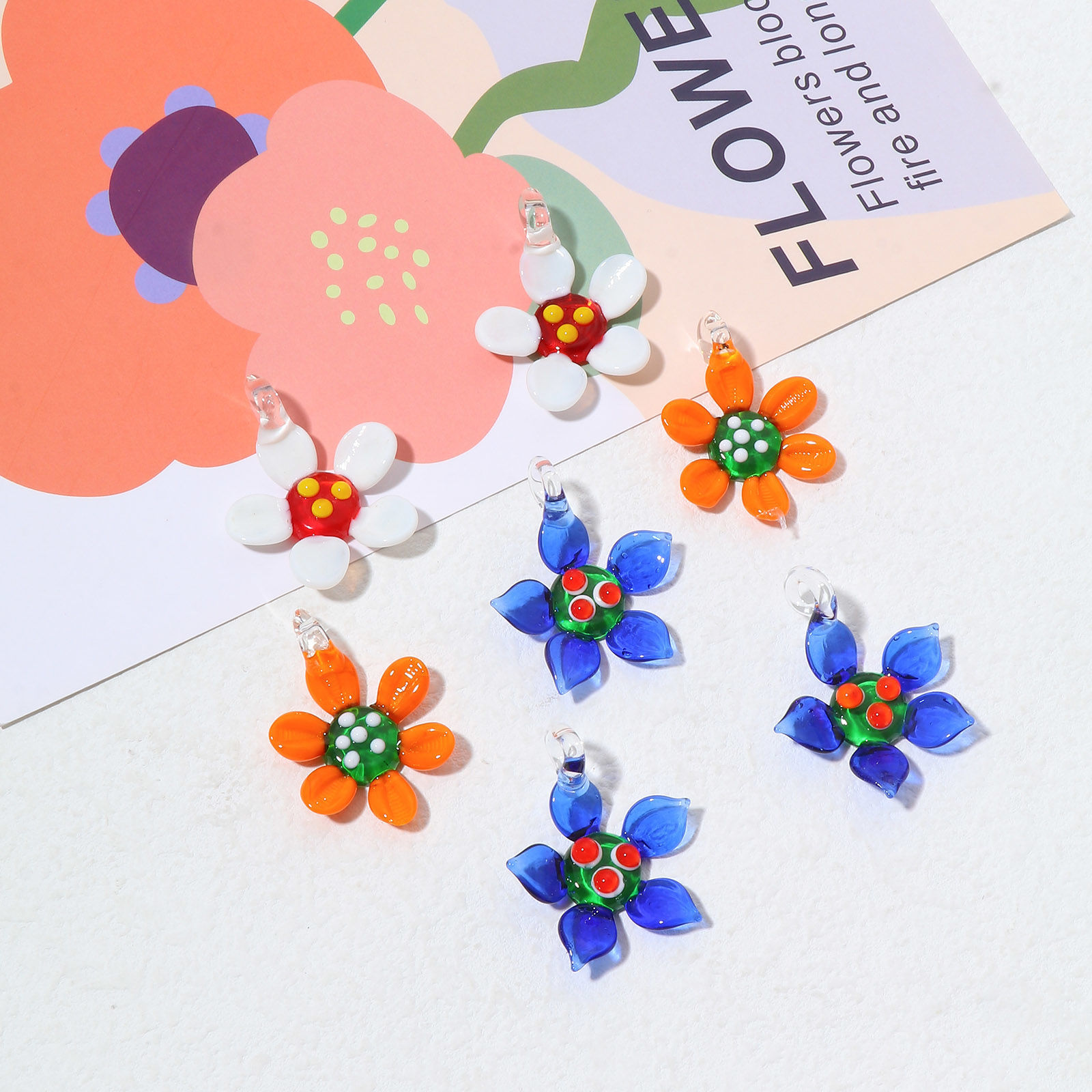 Picture of Lampwork Glass Pendants Multicolor Flower