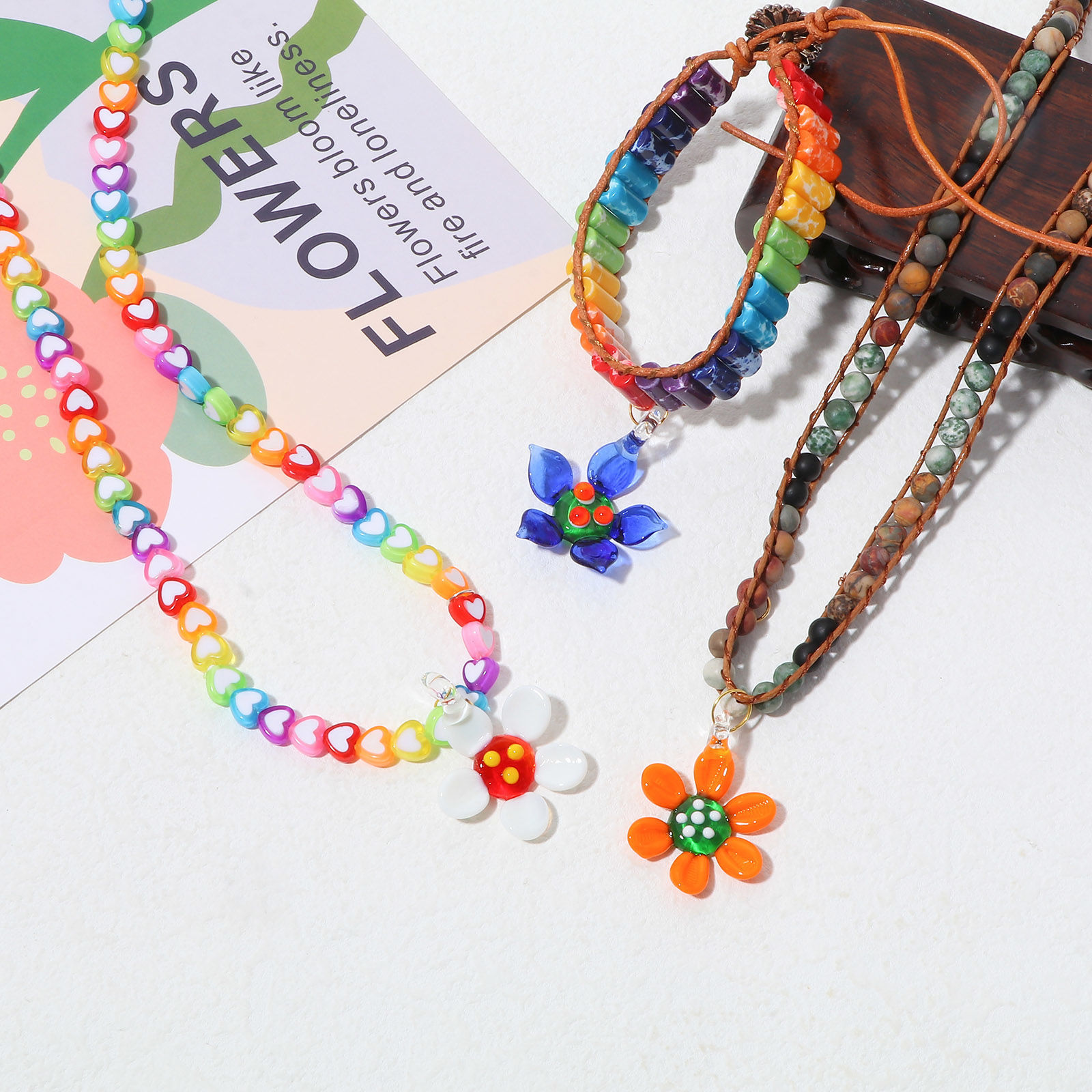 Picture of Lampwork Glass Pendants Multicolor Flower