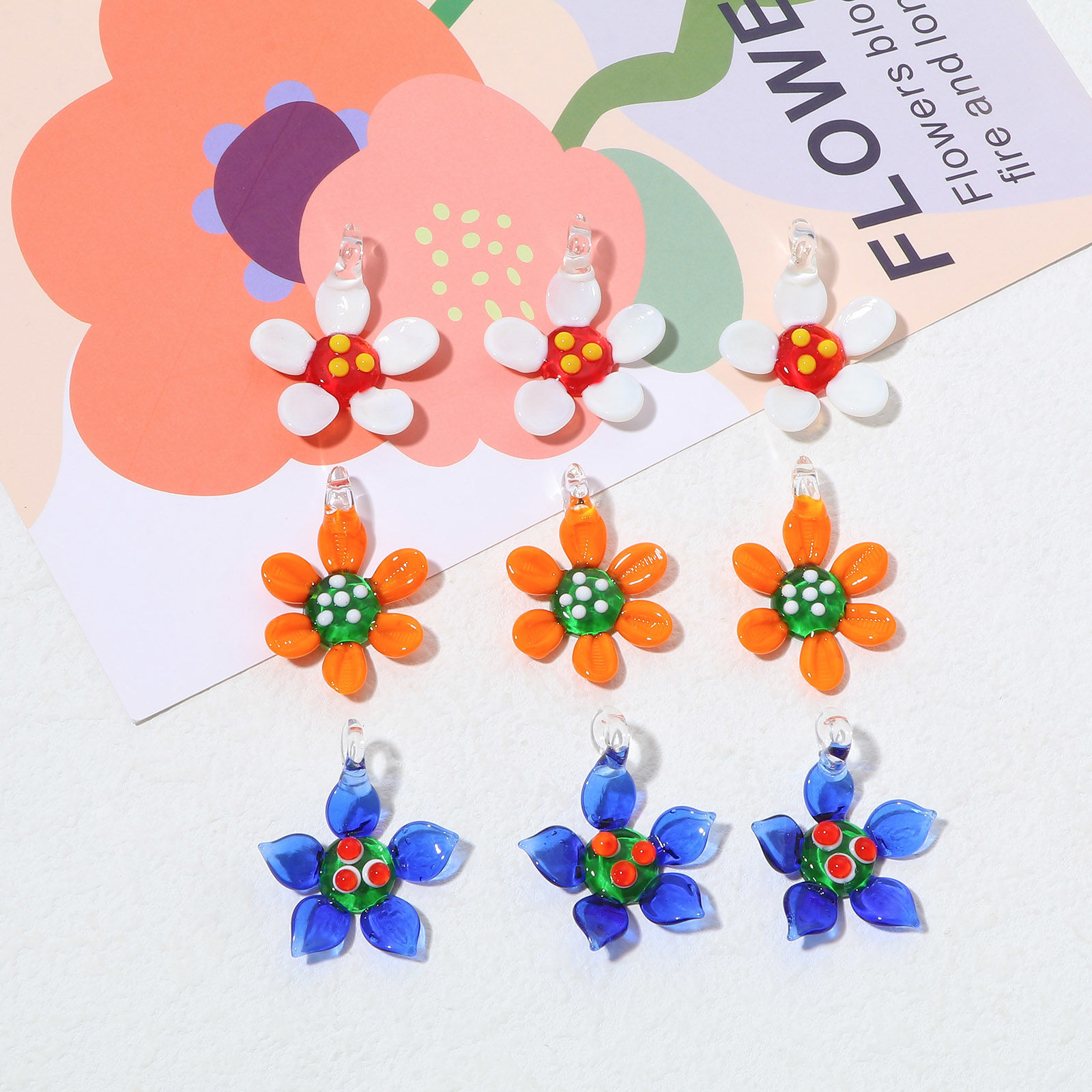 Picture of Lampwork Glass Pendants Multicolor Flower