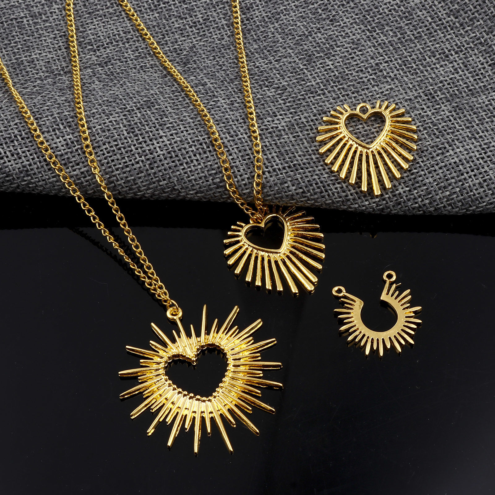 Picture of Zinc Based Alloy Galaxy Pendants Gold Plated Sun Rays Hollow