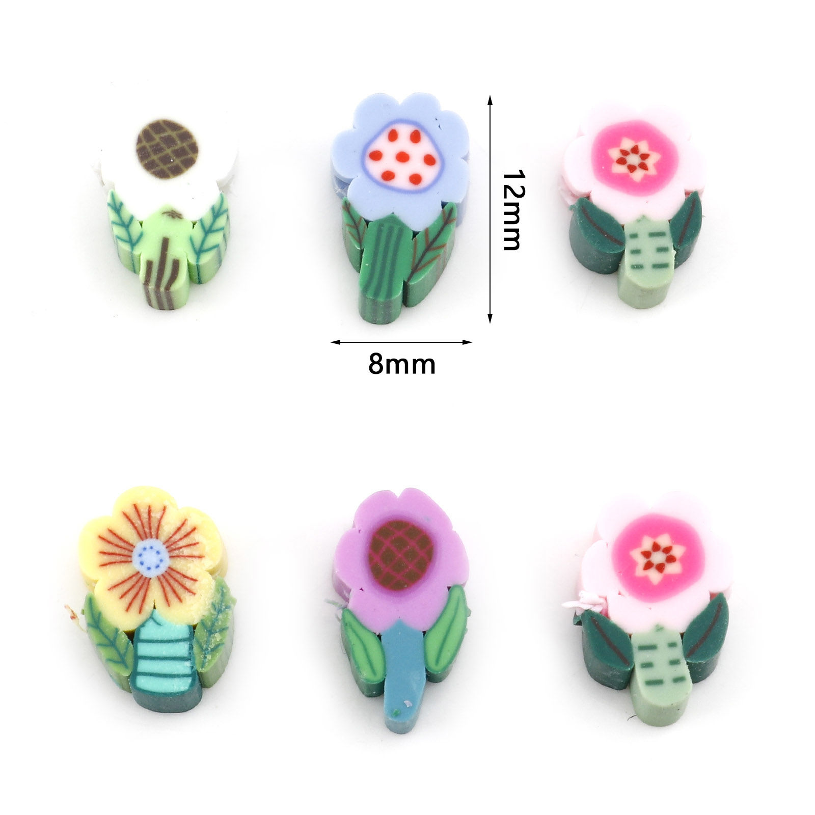 Picture of Polymer Clay Beads Flower Leaves Multicolor About 12mm x 8mm
