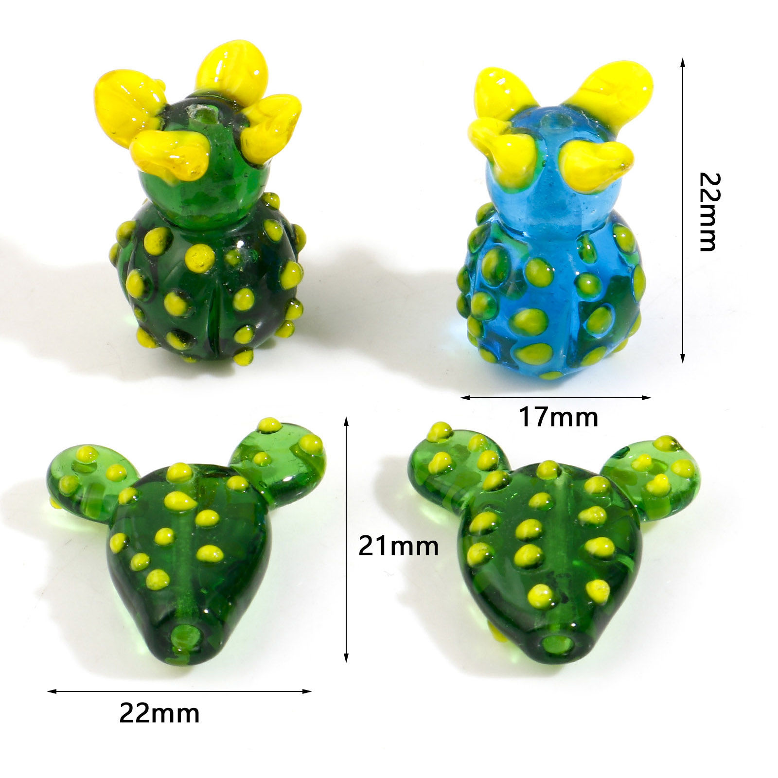 Imagen de 3D Cuentas Vidrio Murano de Cactus , Multicolor 2 Unidades