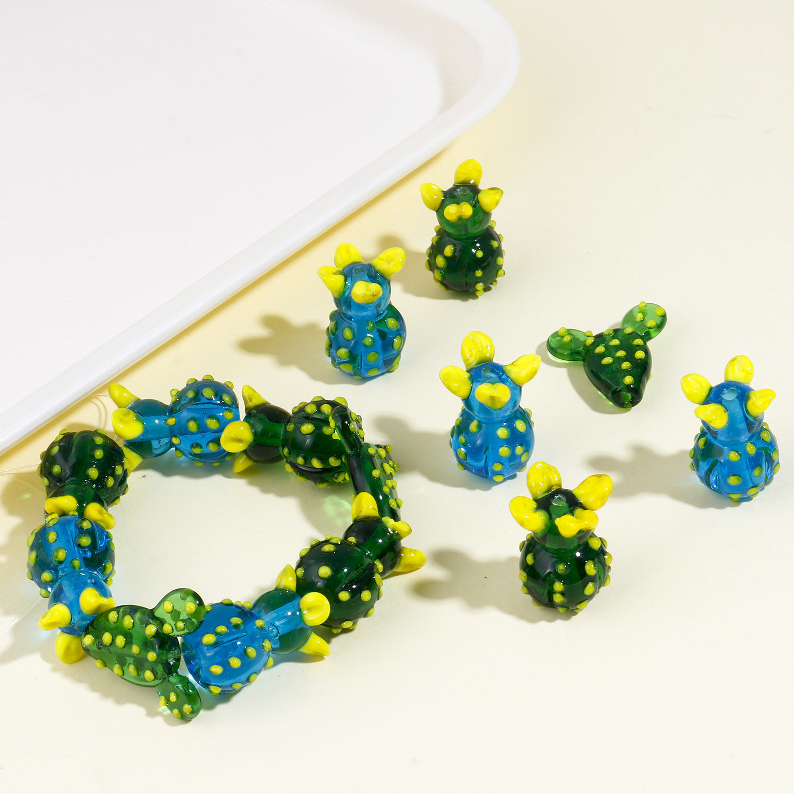 Imagen de 3D Cuentas Vidrio Murano de Cactus , Multicolor 2 Unidades