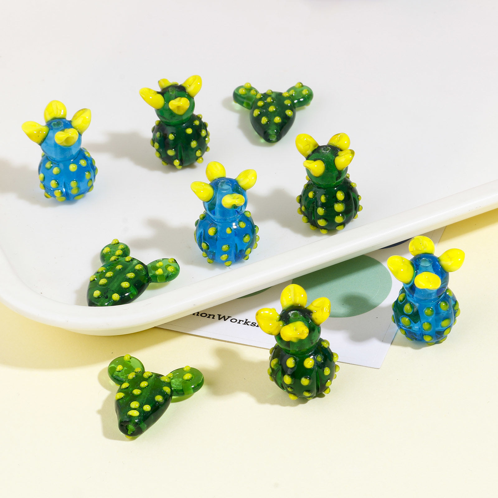 Imagen de 3D Cuentas Vidrio Murano de Cactus , Multicolor 2 Unidades
