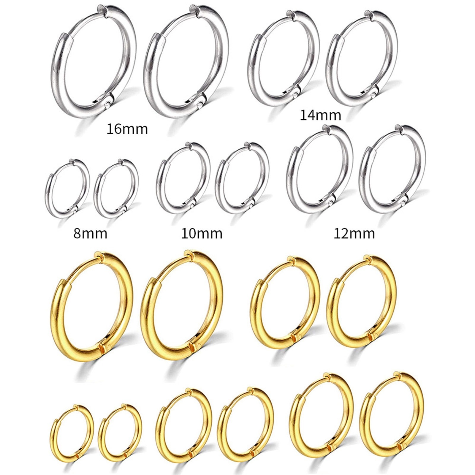 Imagen de Acero Inoxidable Sencillo Pendientes Círculos Multicolor Ronda 1 Par