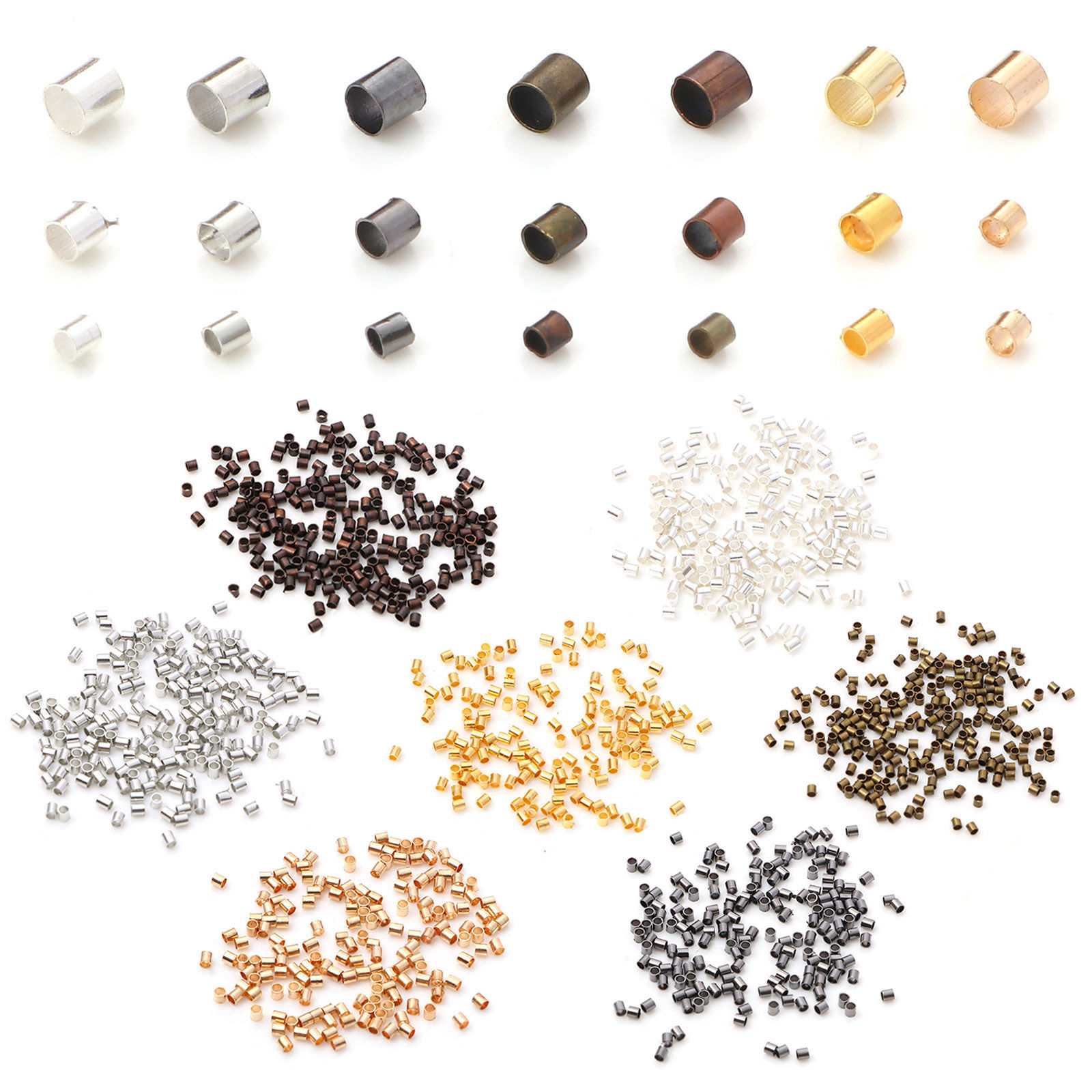 Immagine di Ottone Schiaccini Perline Tubo Multicolore 500 Pz