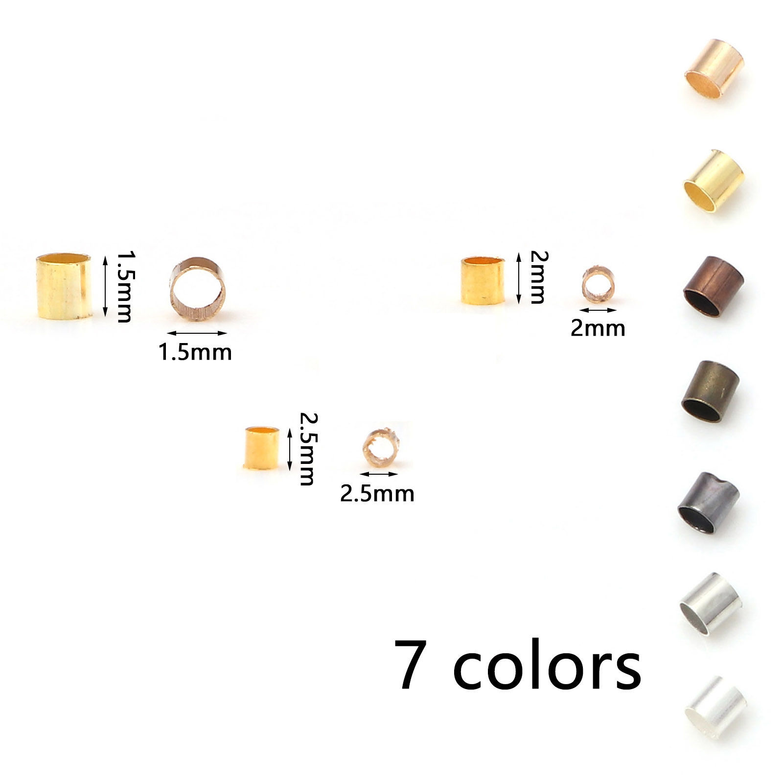Immagine di Ottone Schiaccini Perline Tubo Multicolore 500 Pz