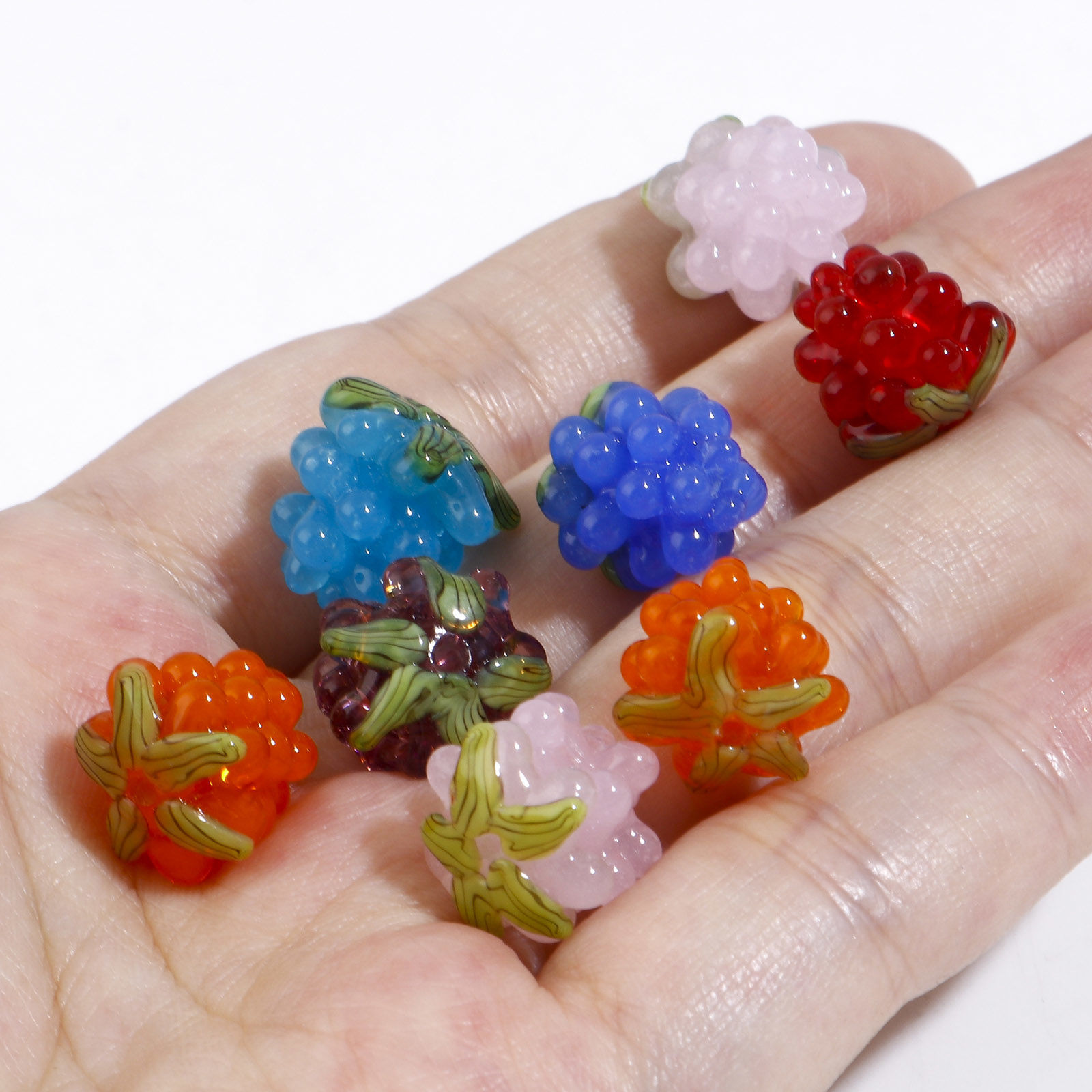 Picture of Lampwork Glass 3D Beads Grape Fruit Multicolor About 13mm x 12mm