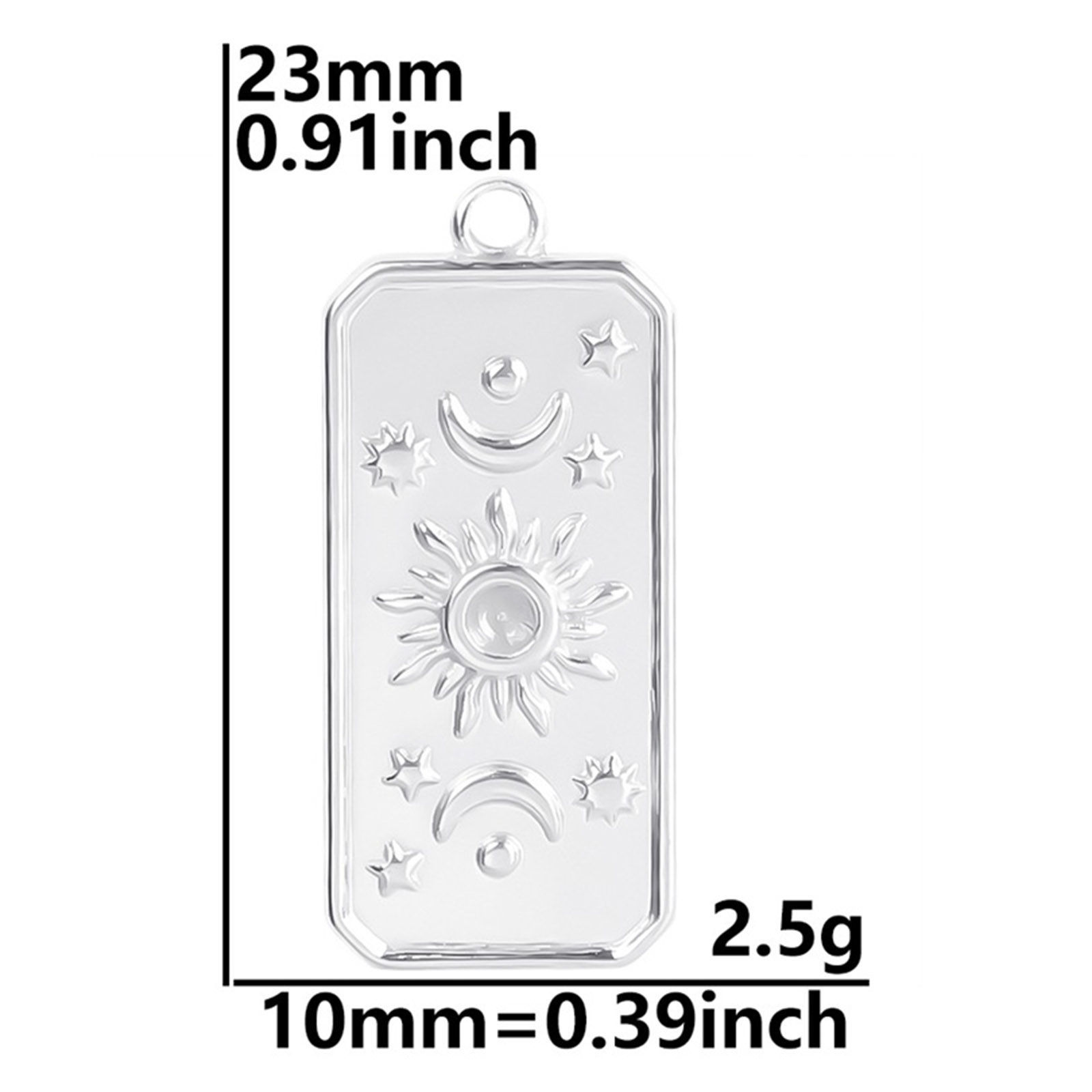 Picture of Stainless Steel Galaxy Charms Multicolor Rectangle Sun 23mm x 10mm