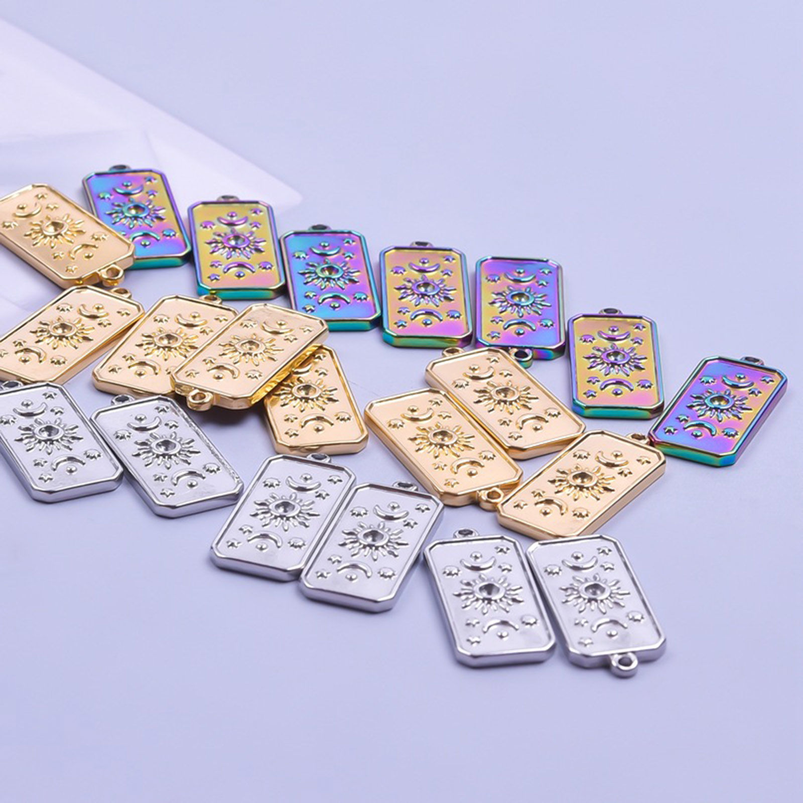 Picture of Stainless Steel Galaxy Charms Multicolor Rectangle Sun 23mm x 10mm