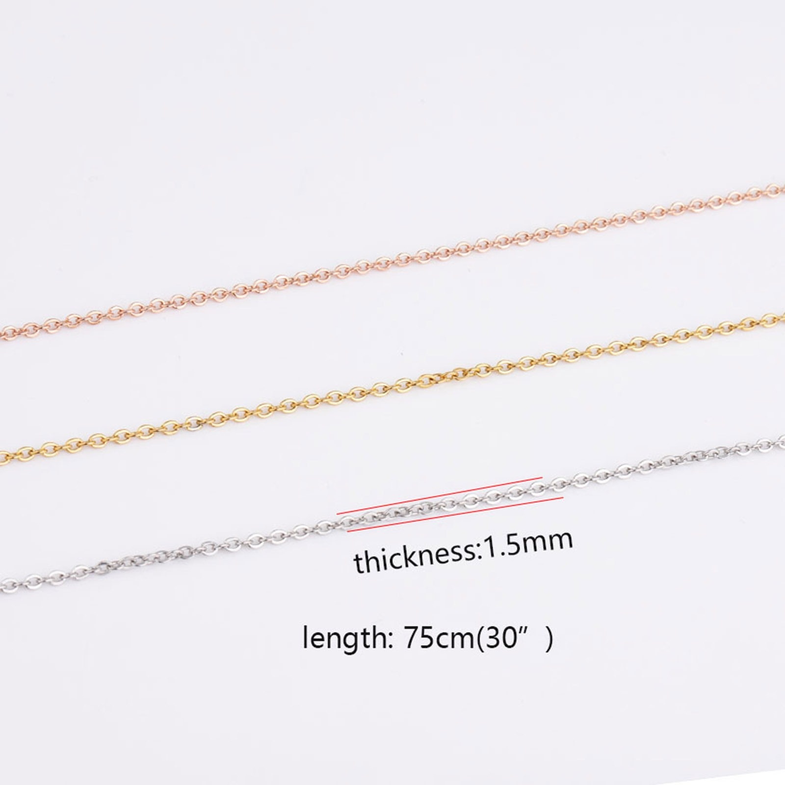 Picture of Wholesale Link Cable Chain Necklace, Multicolor Stainless Steel, Unisex Minimalist Gift Jewelry For Retailer, 75cm(29.5") long, 2 PCs