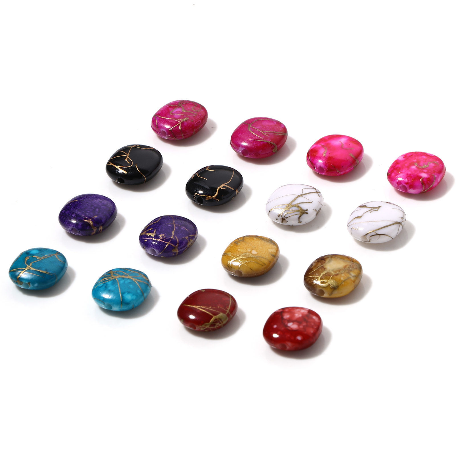 アクリル ビーズ 正方形 多色 ドローベンチ 約 12mm x 11mm、 穴：約 1.4mm、 100 個 の画像