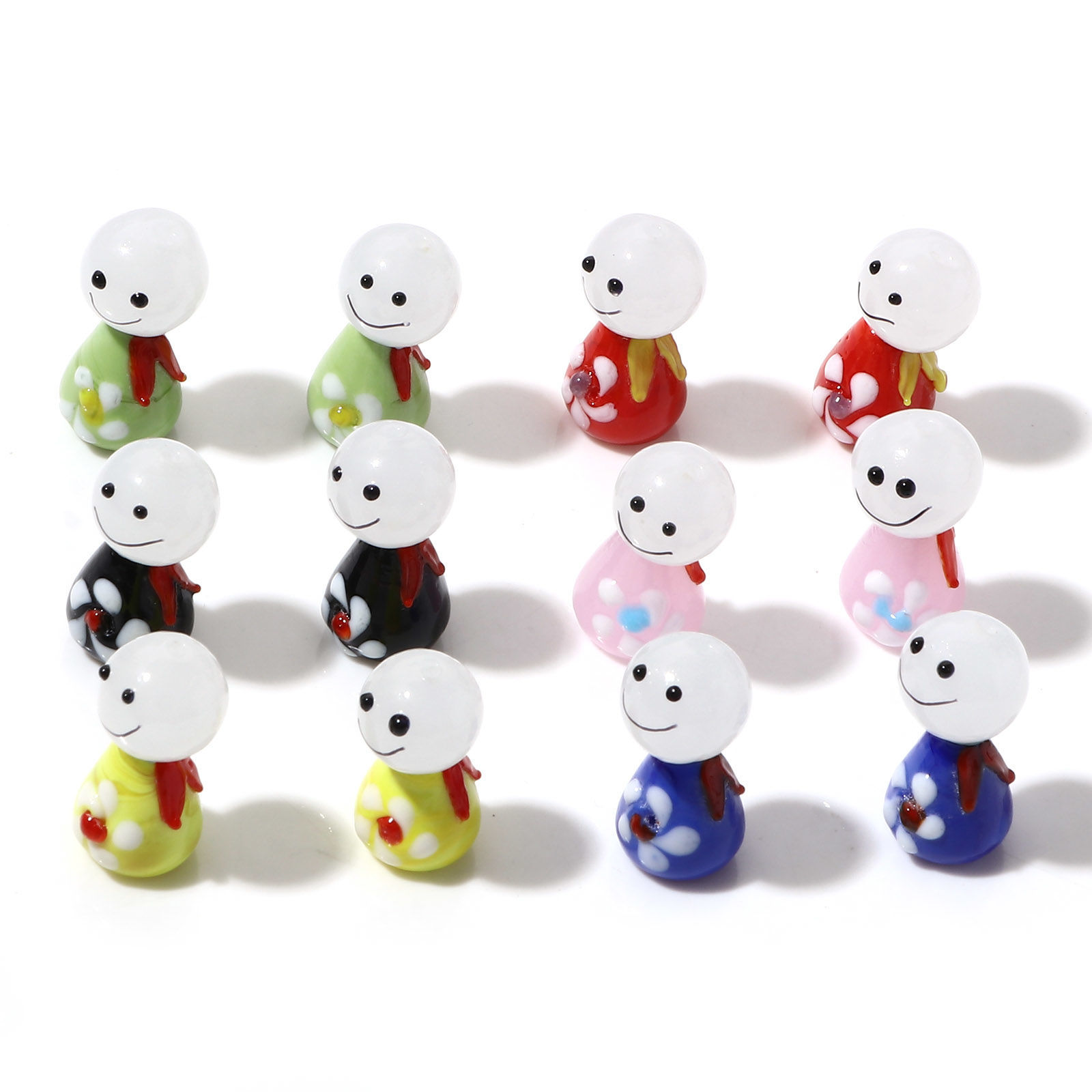 Imagen de Cuentas Vidrio Murano de Muñeca Soleado , Multicolor 3D 12mm Diámetro, 14mm x 12mm, Agujero: acerca de 1.2mm, 2 Juegos