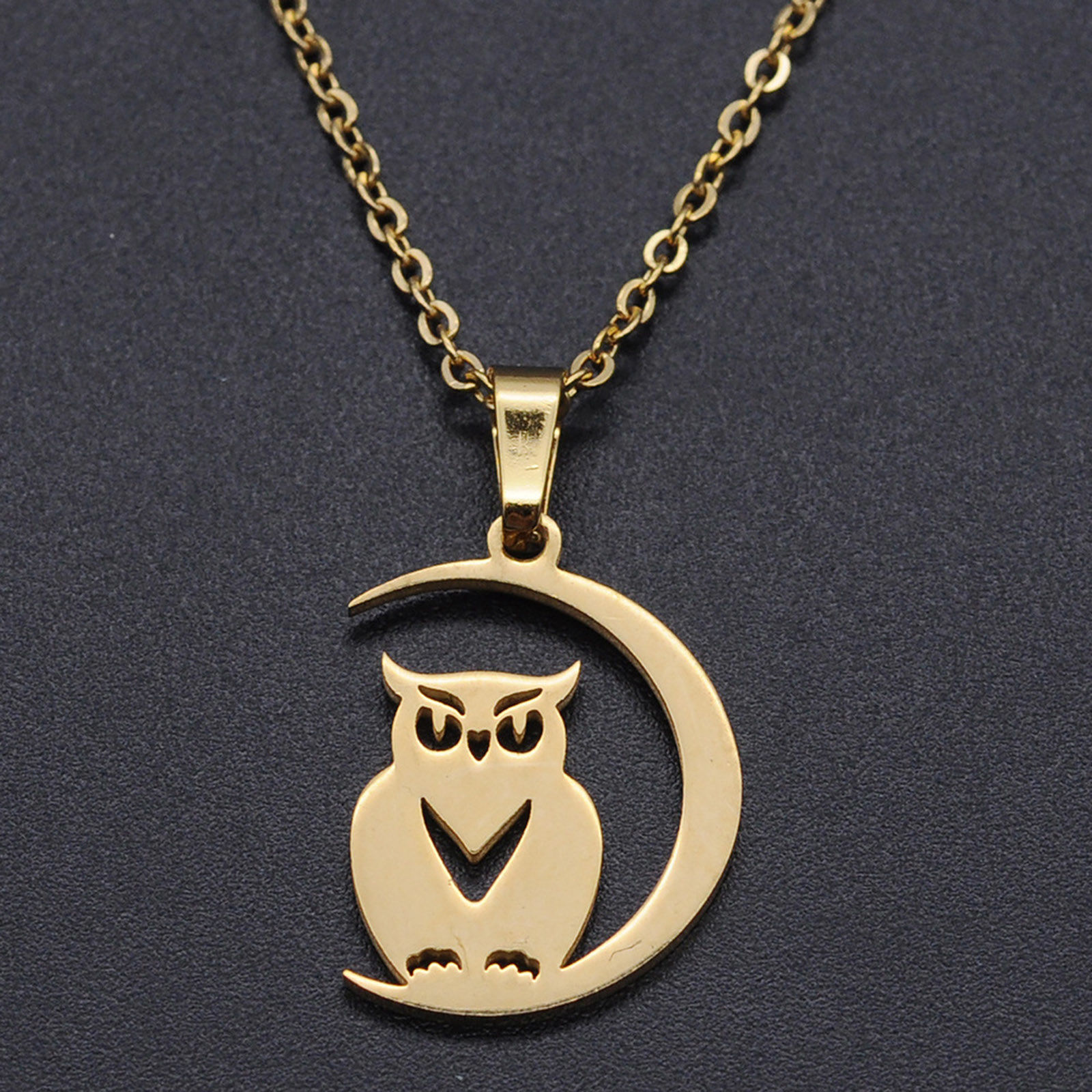 Picture of Stainless Steel Halloween Charms Multicolor Half Moon Owl 20mm x 14mm