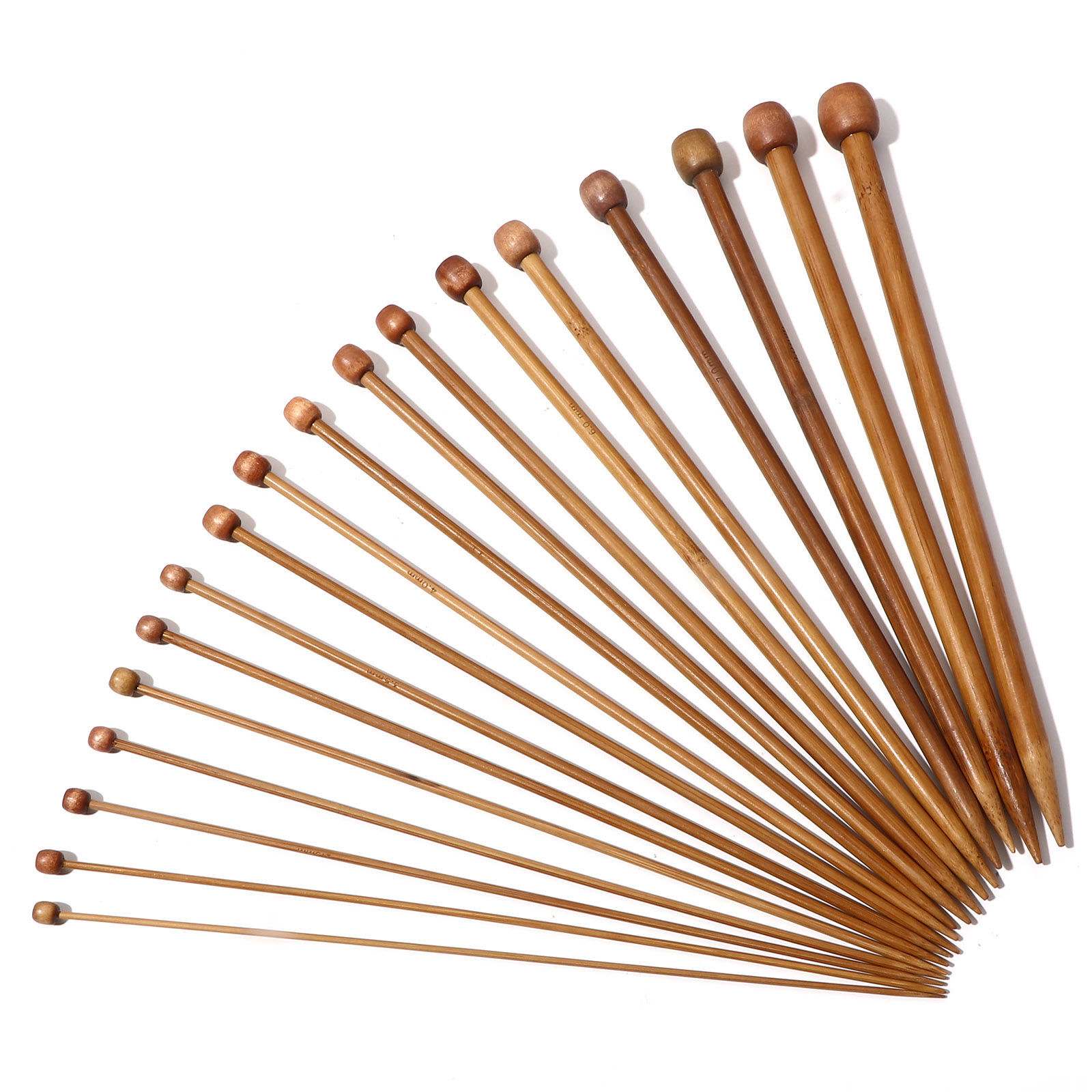 Picture of Natural Bamboo Single Pointed Knitting Needles Brown 25cm(9 7/8") long