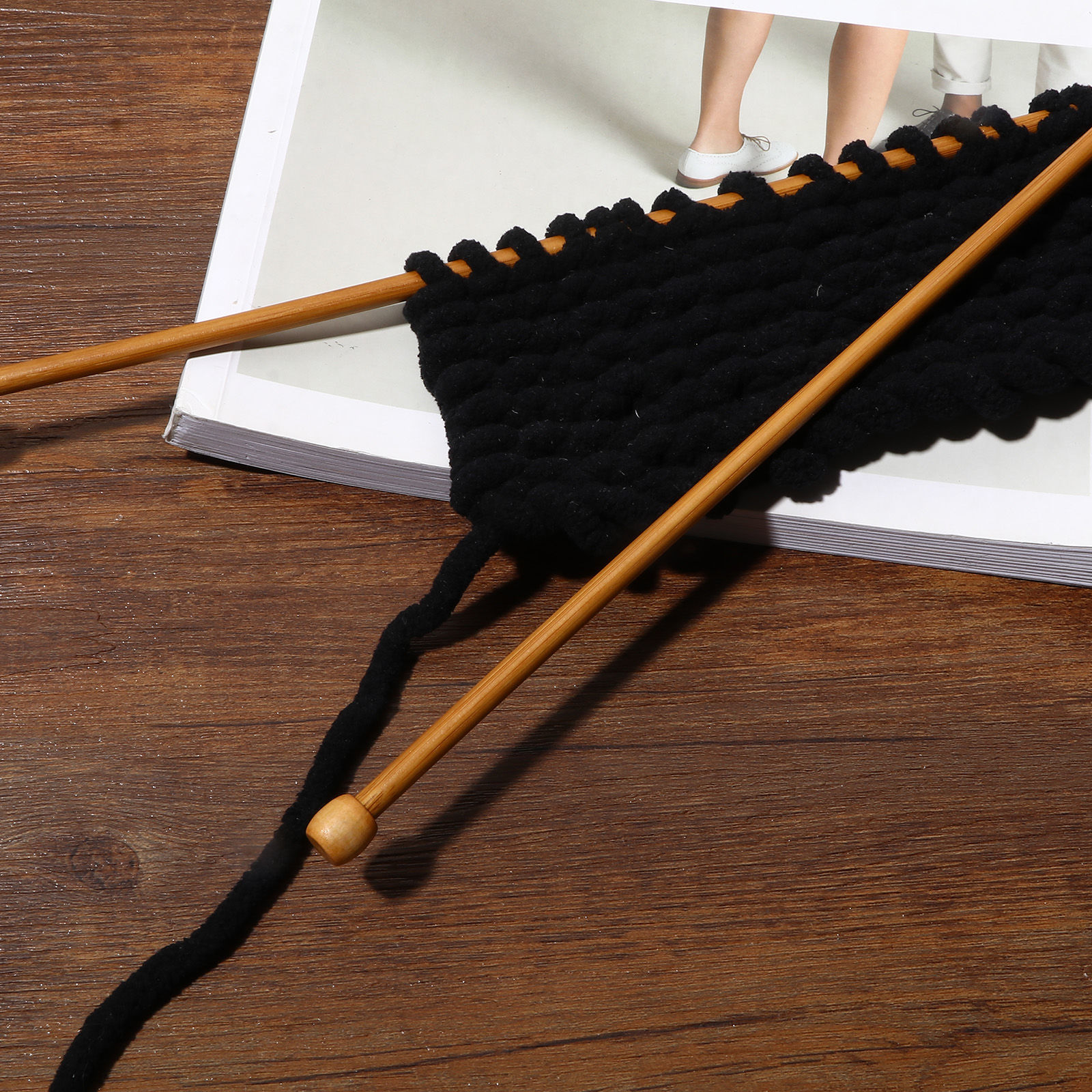 Picture of Natural Bamboo Single Pointed Knitting Needles Brown 35cm(13 6/8") long