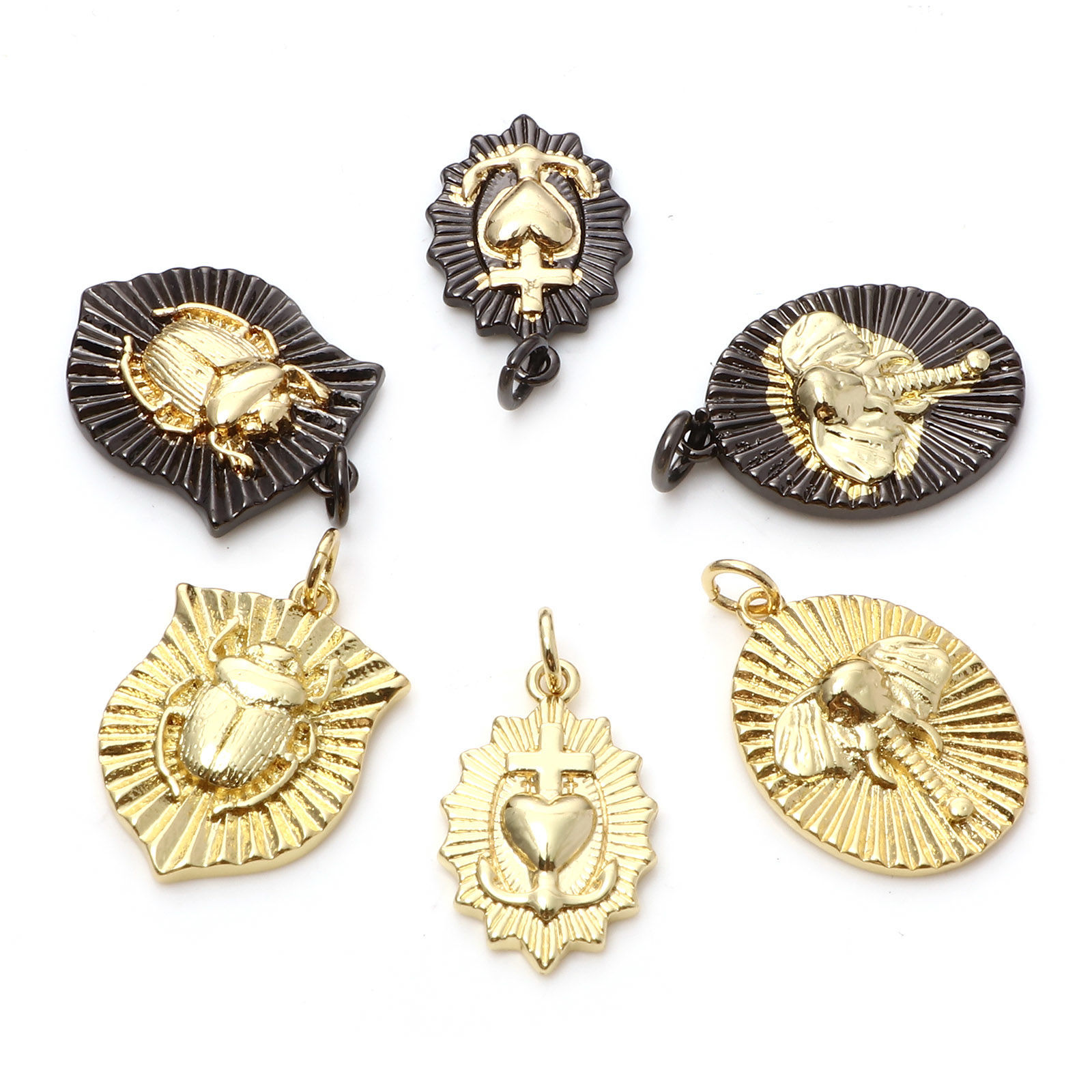 Picture of Brass Charms Gold Plated Black Elephant Head Heart