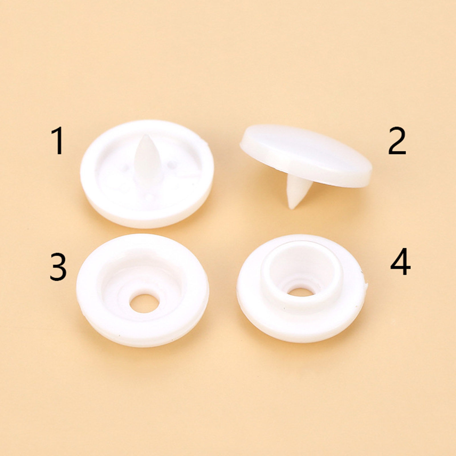 Imagen de Plástico Botón Botón Snap Fasteners Ronda Negro & Blanco 100 Juegos