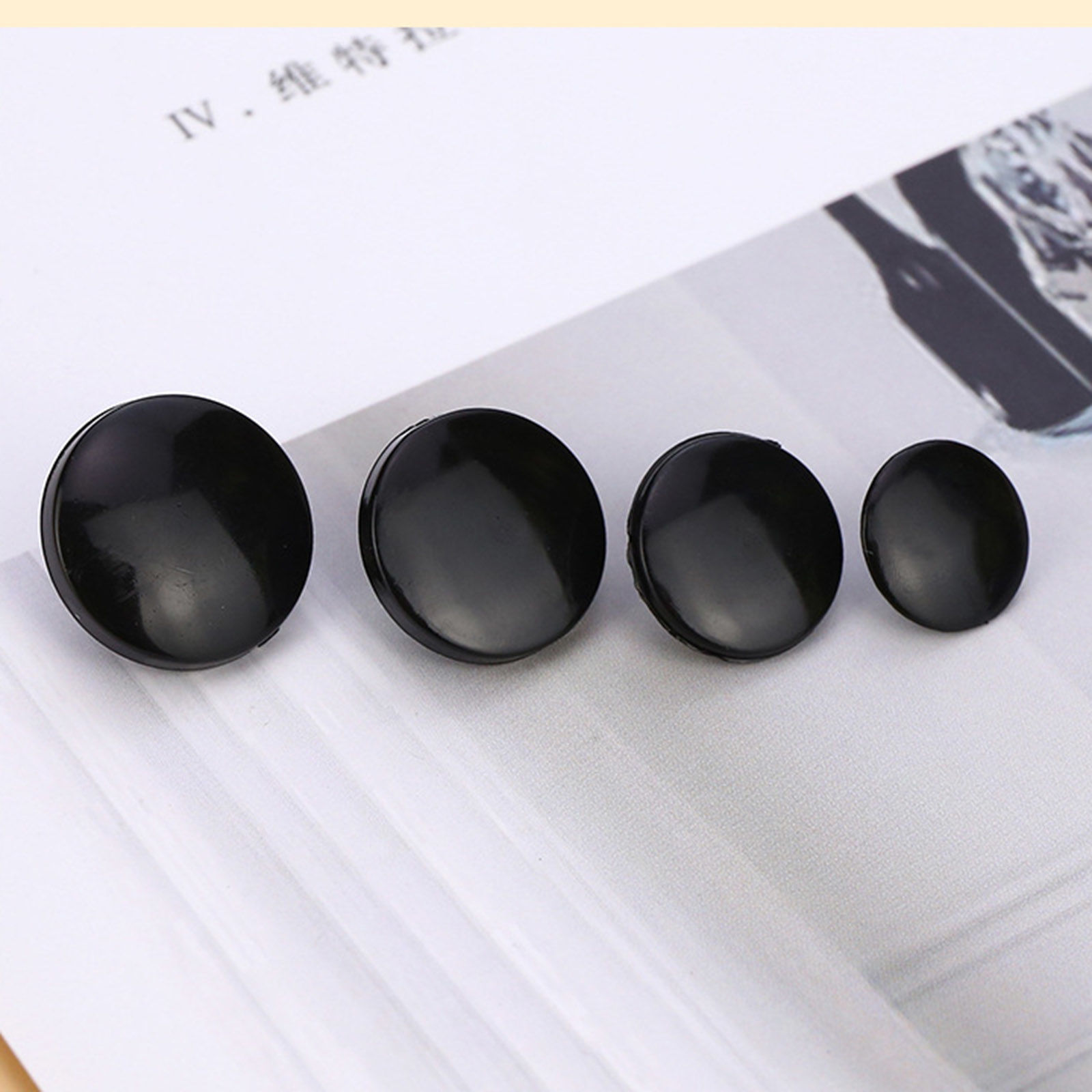 Imagen de Plástico Botón Botón Snap Fasteners Ronda Negro & Blanco 100 Juegos