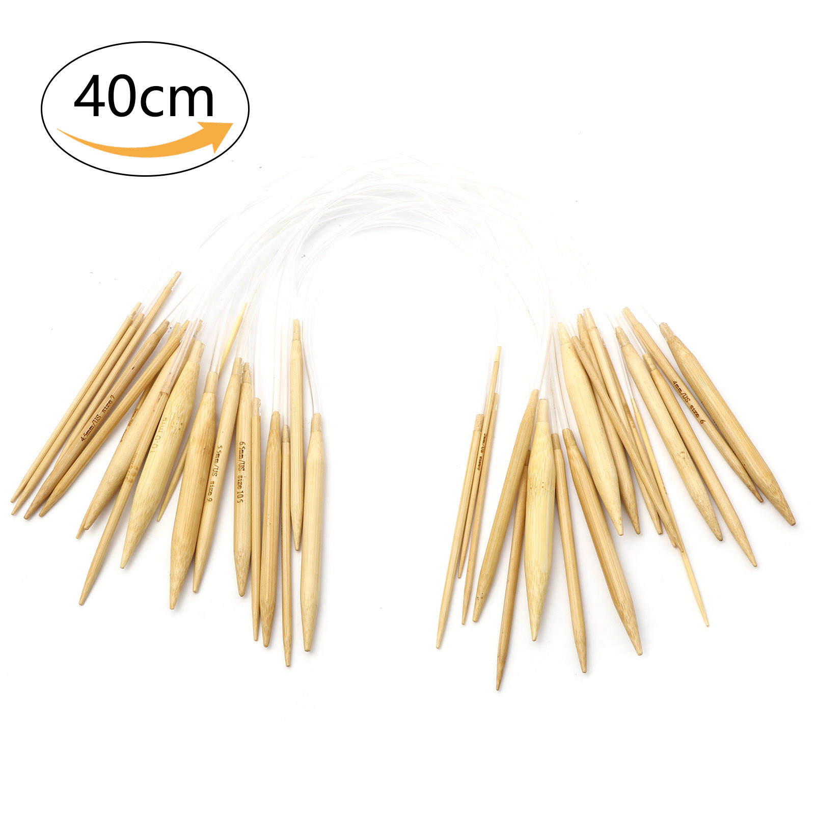 Picture of Natural Bamboo & Plastic Circular Knitting Needles Beige