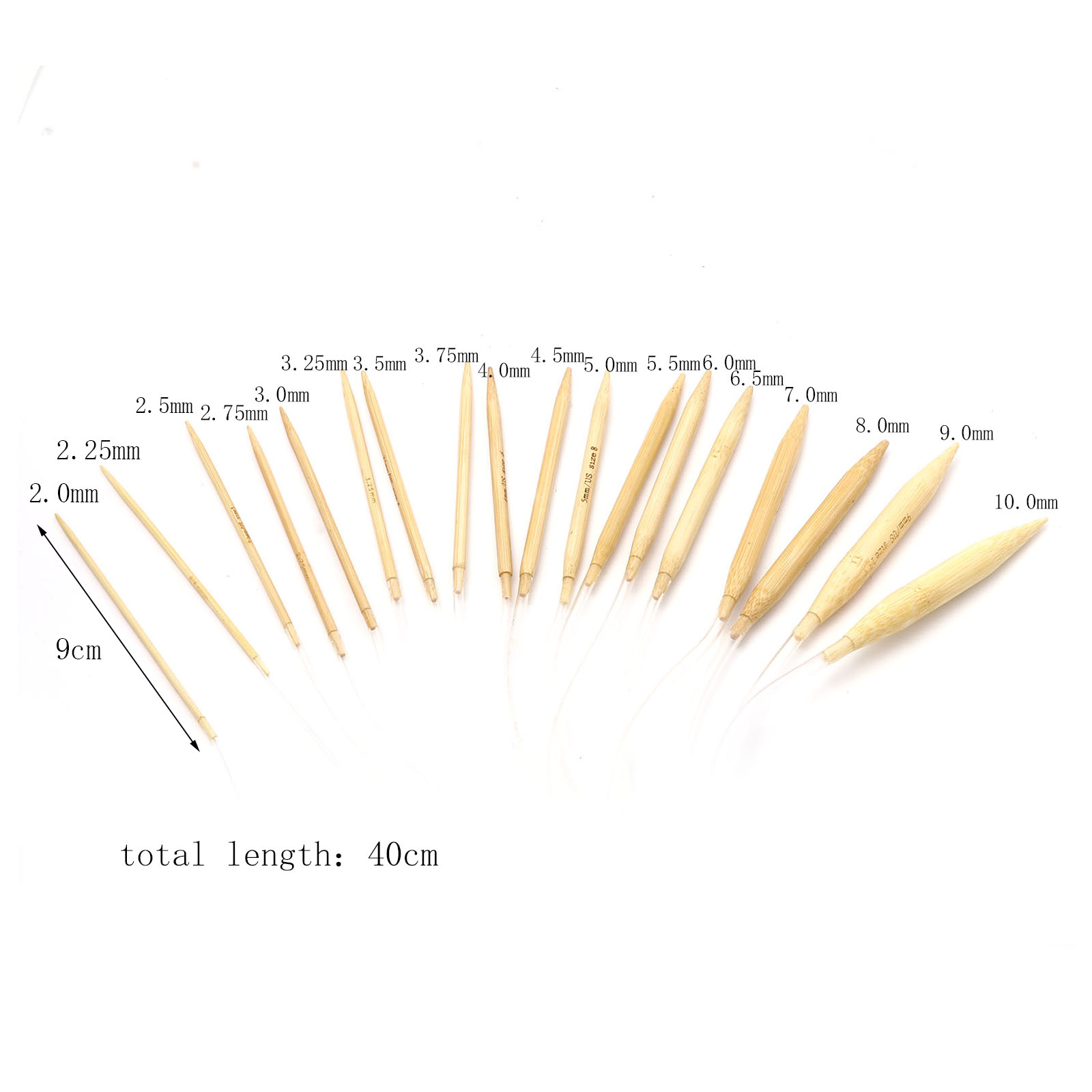 Picture of Natural Bamboo & Plastic Circular Knitting Needles Beige